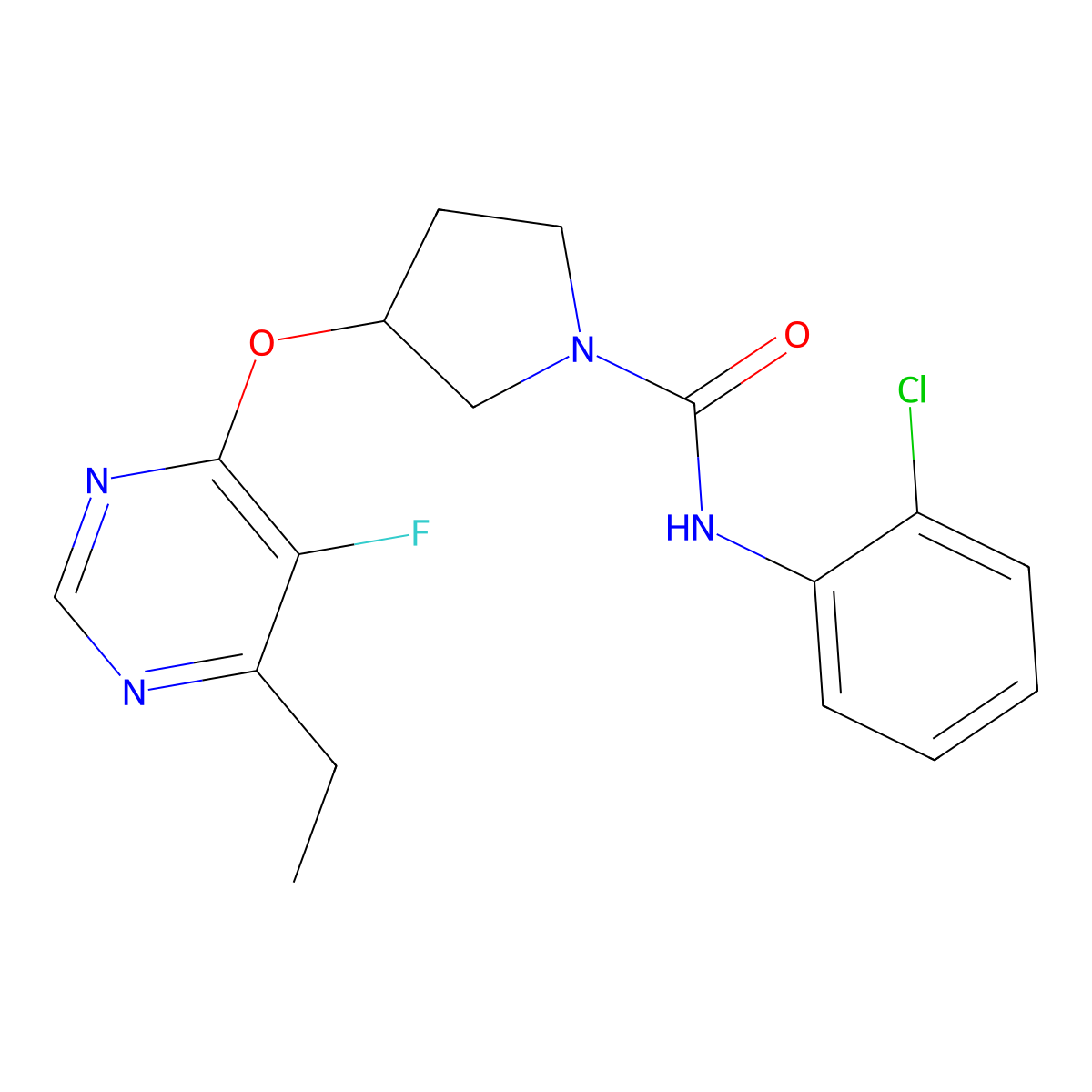 N-(2-chlorophenyl)-3-((6-ethyl-5-fluoropyrimidin-4-yl)oxy)pyrrolidine-1-carboxamide molecular structure, CAS 2034362-79-1