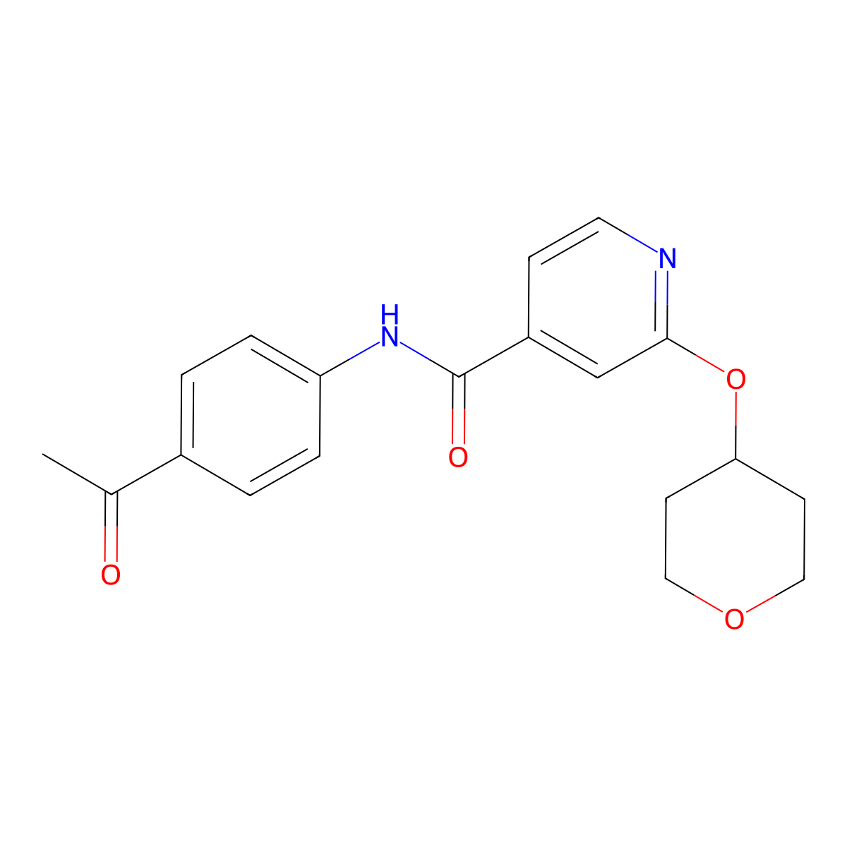 N-(4-acetylphenyl)-2-(oxan-4-yloxy)pyridine-4-carboxamide molecular structure, CAS 2034362-84-8
