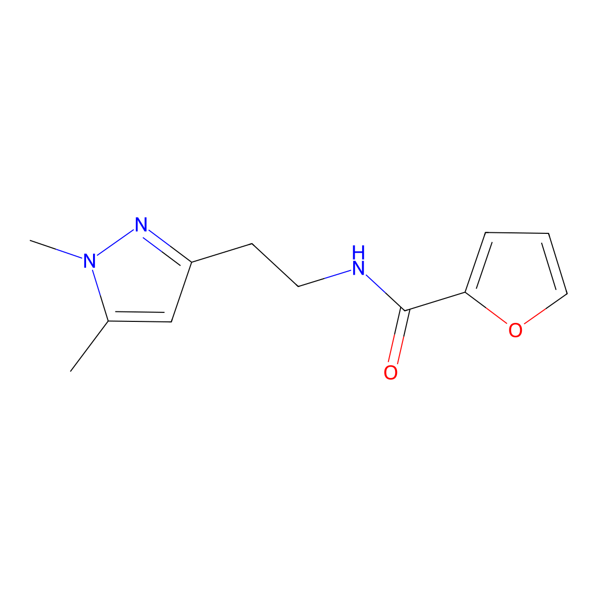N-(2-(1,5-dimethyl-1H-pyrazol-3-yl)ethyl)furan-2-carboxamide molecular structure, CAS 2034362-87-1