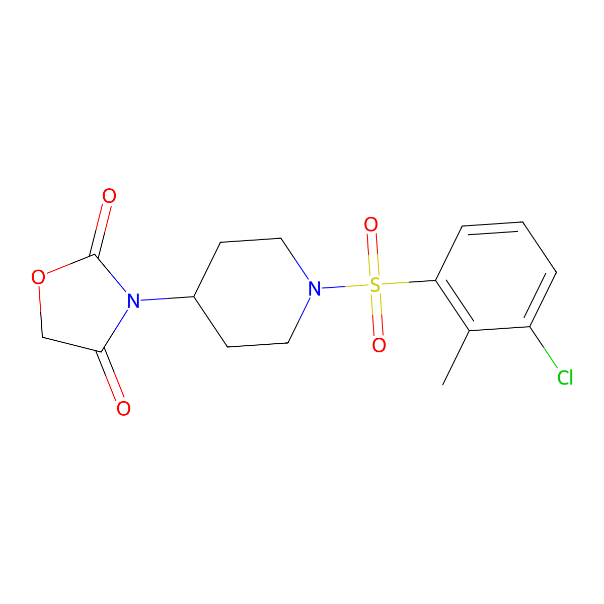 3-(1-((3-Chloro-2-methylphenyl)sulfonyl)piperidin-4-yl)oxazolidine-2,4-dione molecular structure, CAS 2034362-91-7