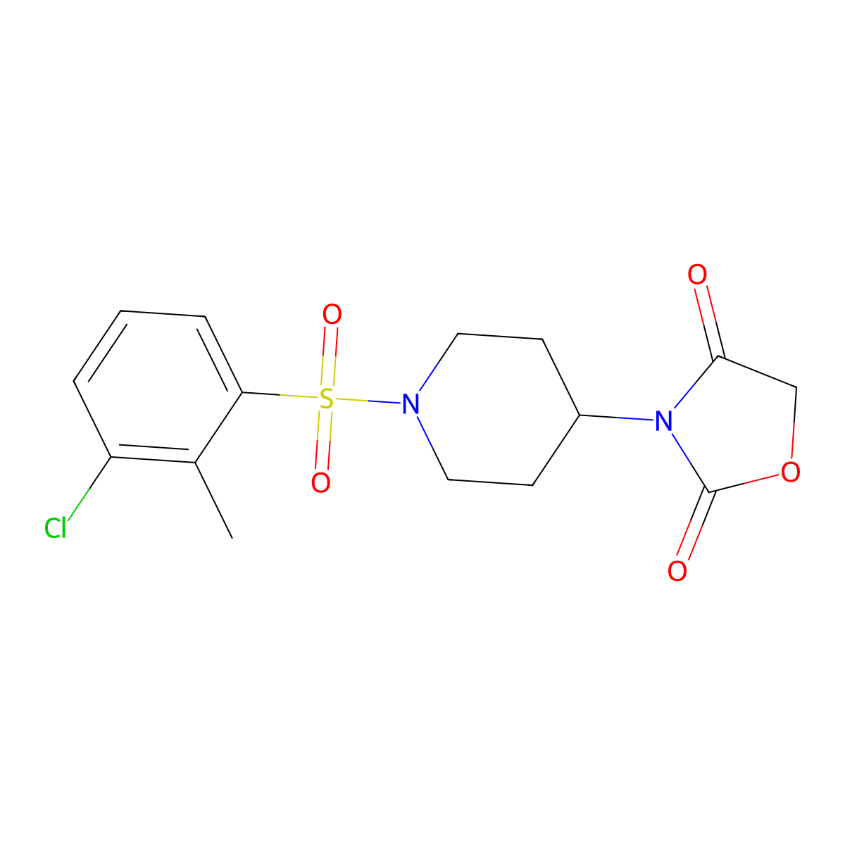 3-(1-((3-Chloro-2-methylphenyl)sulfonyl)piperidin-4-yl)oxazolidine-2,4-dione molecular structure, CAS 2034362-91-7