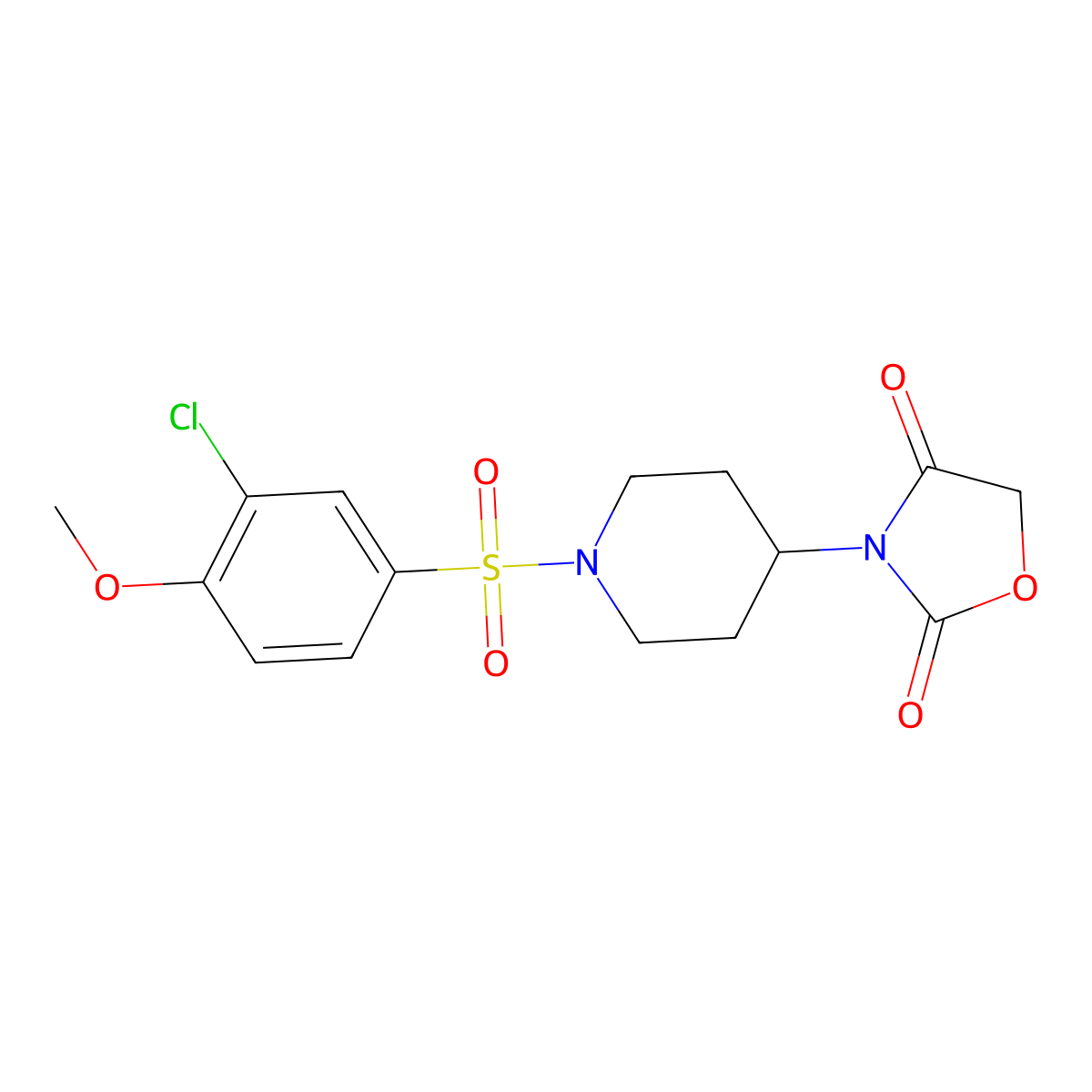 3-(1-((3-Chloro-4-methoxyphenyl)sulfonyl)piperidin-4-yl)oxazolidine-2,4-dione molecular structure, CAS 2034362-99-5