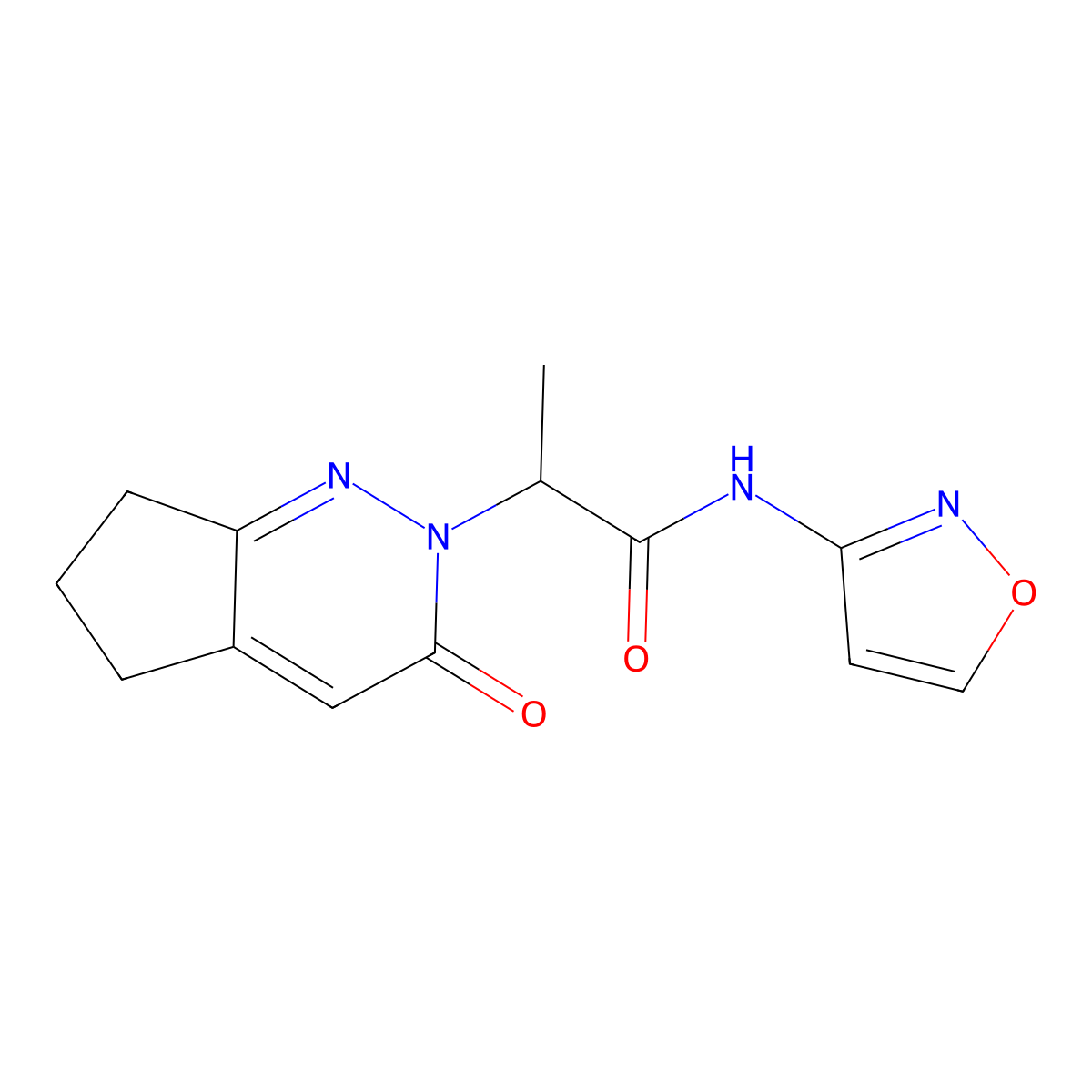 N-(isoxazol-3-yl)-2-(3-oxo-3,5,6,7-tetrahydro-2H-cyclopenta[c]pyridazin-2-yl)propanamide molecular structure, CAS 2034363-01-2