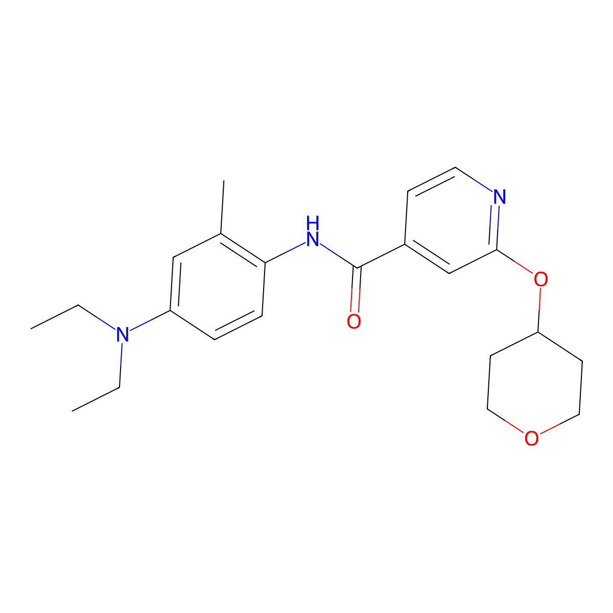 N-[4-(diethylamino)-2-methylphenyl]-2-(oxan-4-yloxy)pyridine-4-carboxamide molecular structure, CAS 2034363-02-3