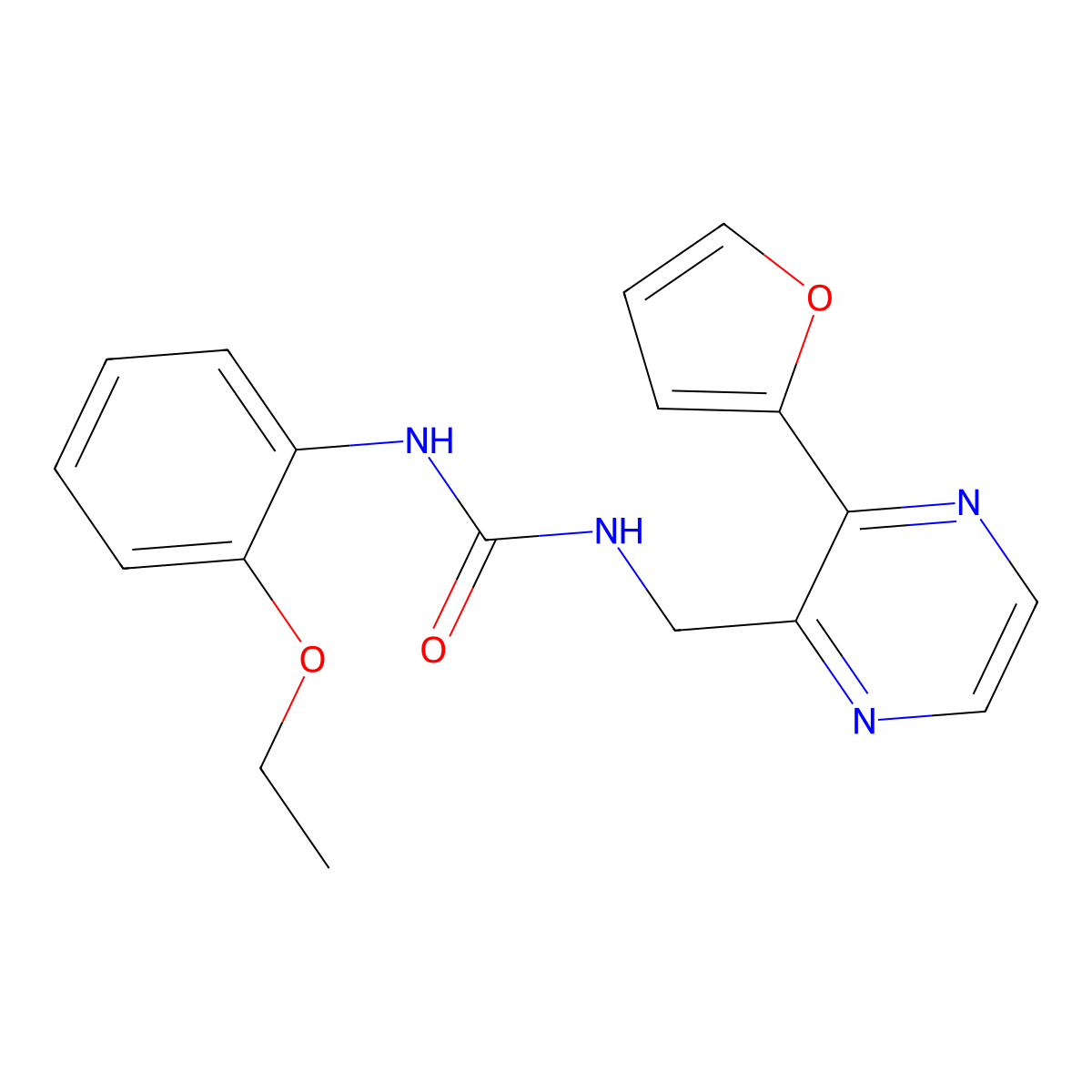 1-(2-Ethoxyphenyl)-3-{[3-(furan-2-yl)pyrazin-2-yl]methyl}urea molecular structure, CAS 2034363-06-7