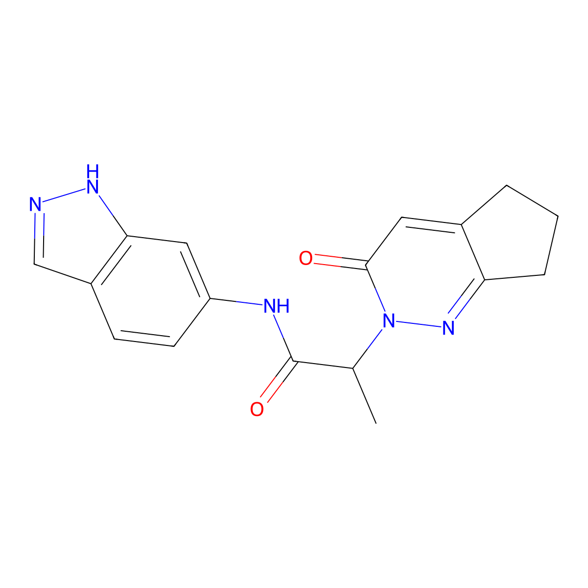 N-(1H-indazol-6-yl)-2-(3-oxo-3,5,6,7-tetrahydro-2H-cyclopenta[c]pyridazin-2-yl)propanamide molecular structure, CAS 2034363-08-9