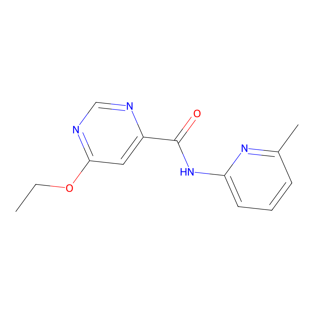 6-ethoxy-N-(6-methylpyridin-2-yl)pyrimidine-4-carboxamide molecular structure, CAS 2034363-11-4