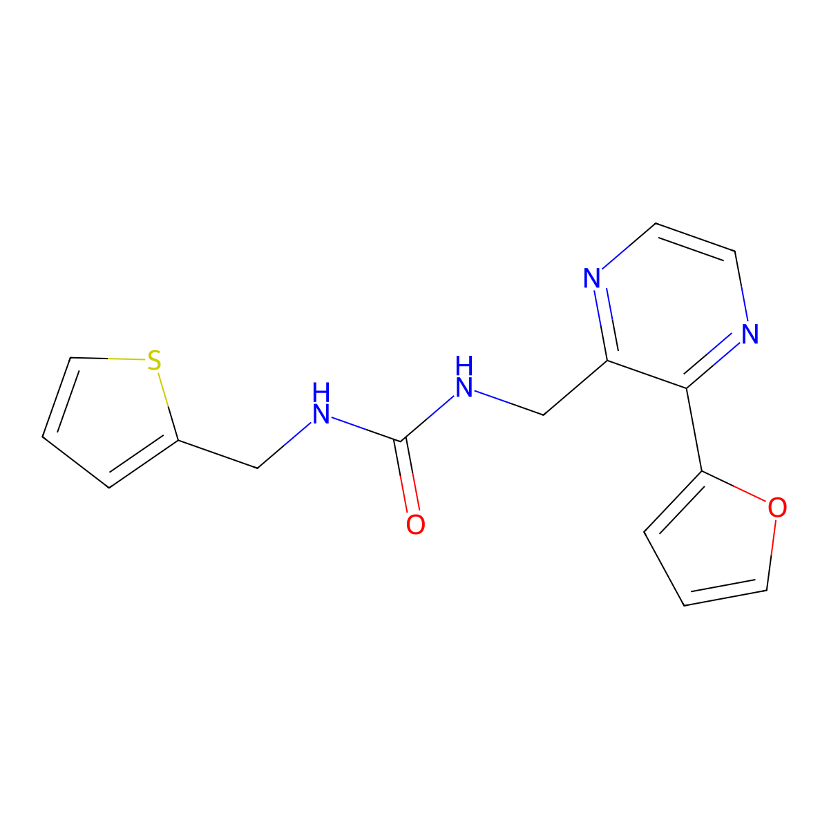 1-((3-(Furan-2-yl)pyrazin-2-yl)methyl)-3-(thiophen-2-ylmethyl)urea molecular structure, CAS 2034363-16-9