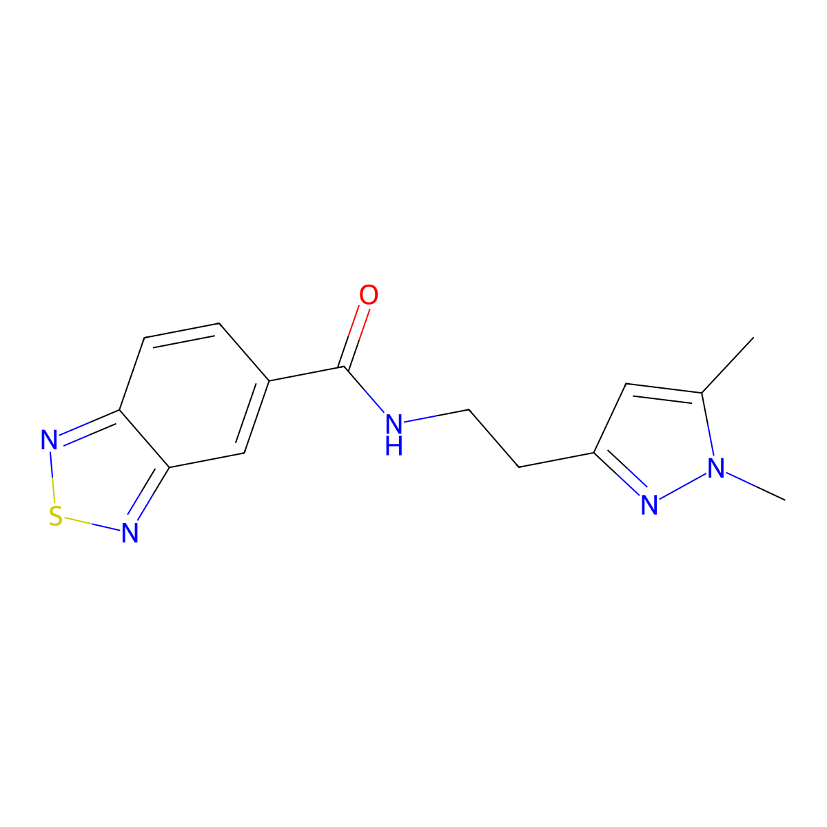 N-(2-(1,5-dimethyl-1H-pyrazol-3-yl)ethyl)benzo[c][1,2,5]thiadiazole-5-carboxamide molecular structure, CAS 2034363-19-2