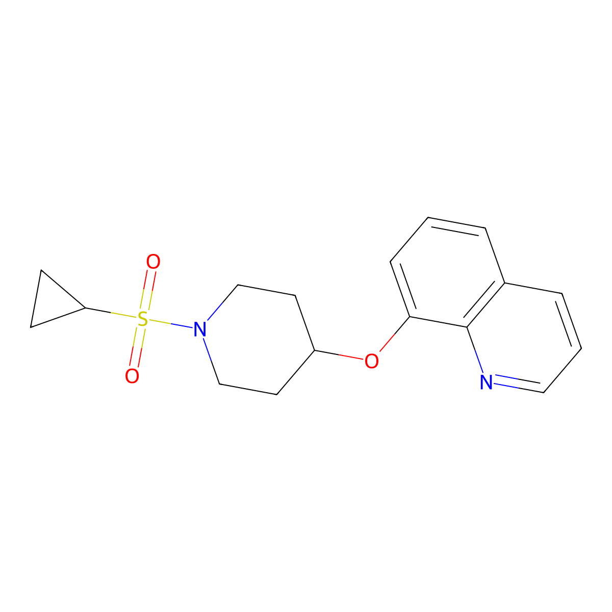 8-((1-(Cyclopropylsulfonyl)piperidin-4-yl)oxy)quinoline molecular structure, CAS 2034363-21-6
