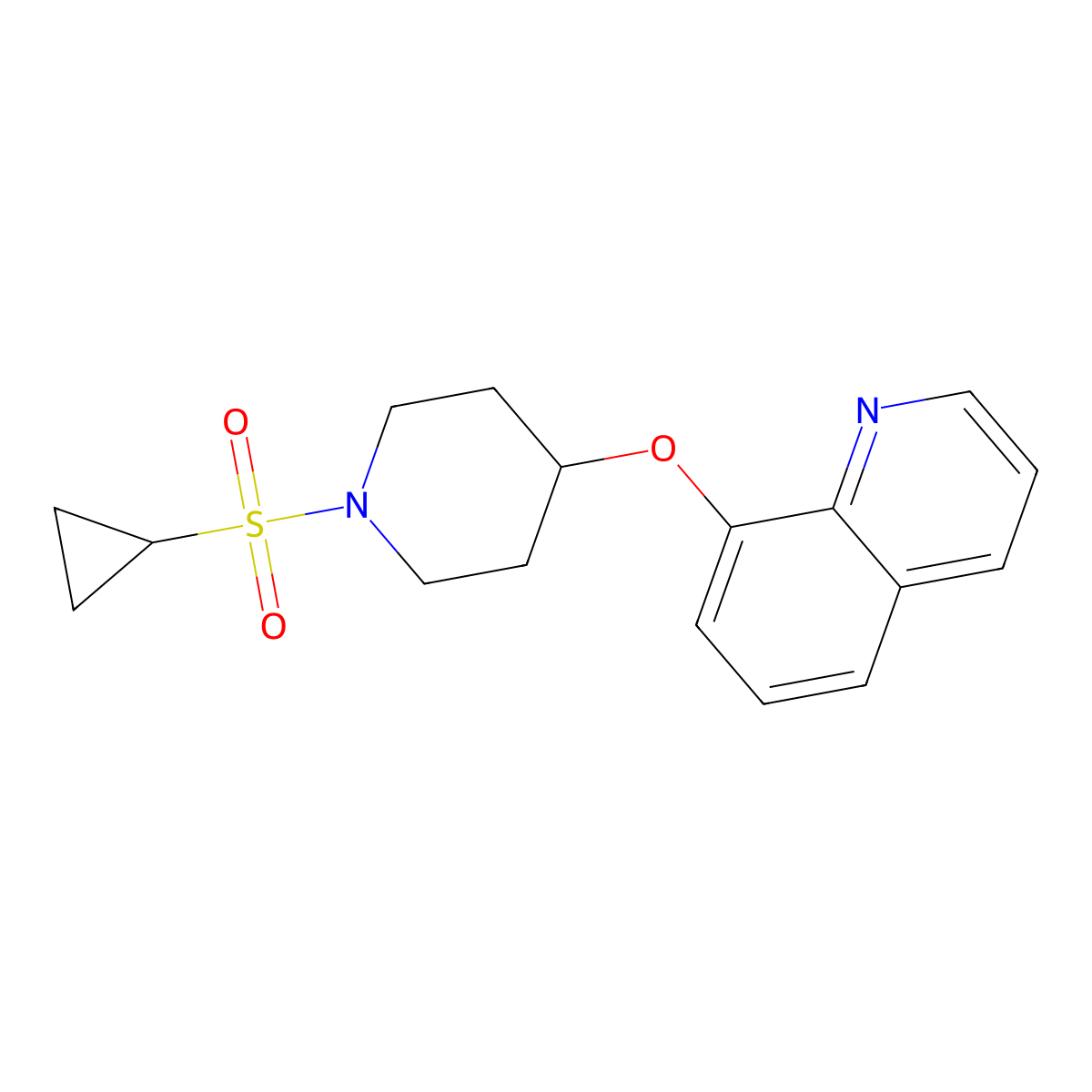 8-((1-(Cyclopropylsulfonyl)piperidin-4-yl)oxy)quinoline molecular structure, CAS 2034363-21-6