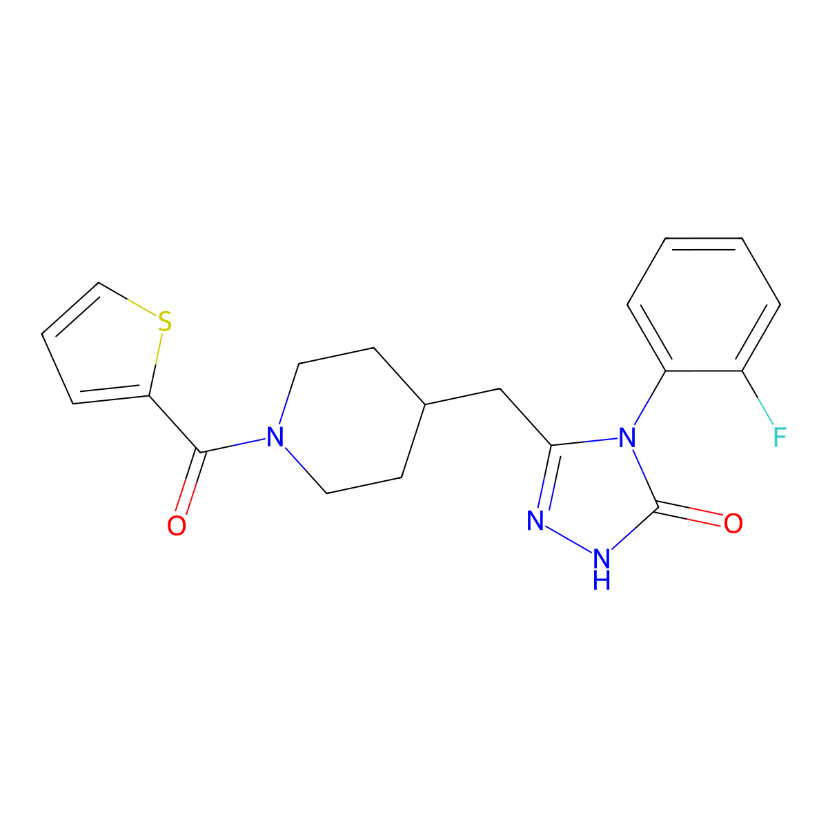 4-(2-fluorophenyl)-3-((1-(thiophene-2-carbonyl)piperidin-4-yl)methyl)-1H-1,2,4-triazol-5(4H)-one molecular structure, CAS 2034363-25-0