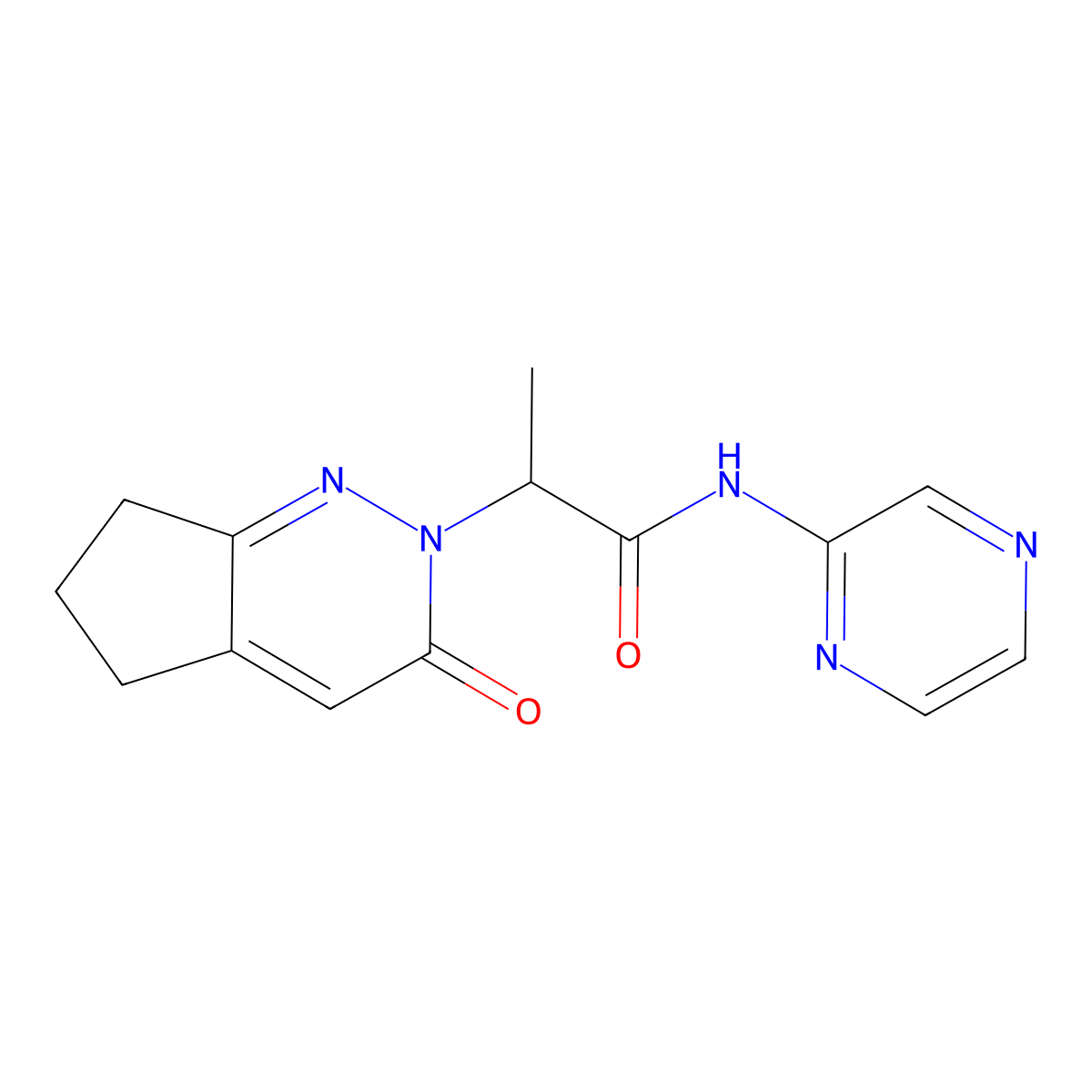 2-(3-oxo-3,5,6,7-tetrahydro-2H-cyclopenta[c]pyridazin-2-yl)-N-(pyrazin-2-yl)propanamide molecular structure, CAS 2034363-26-1