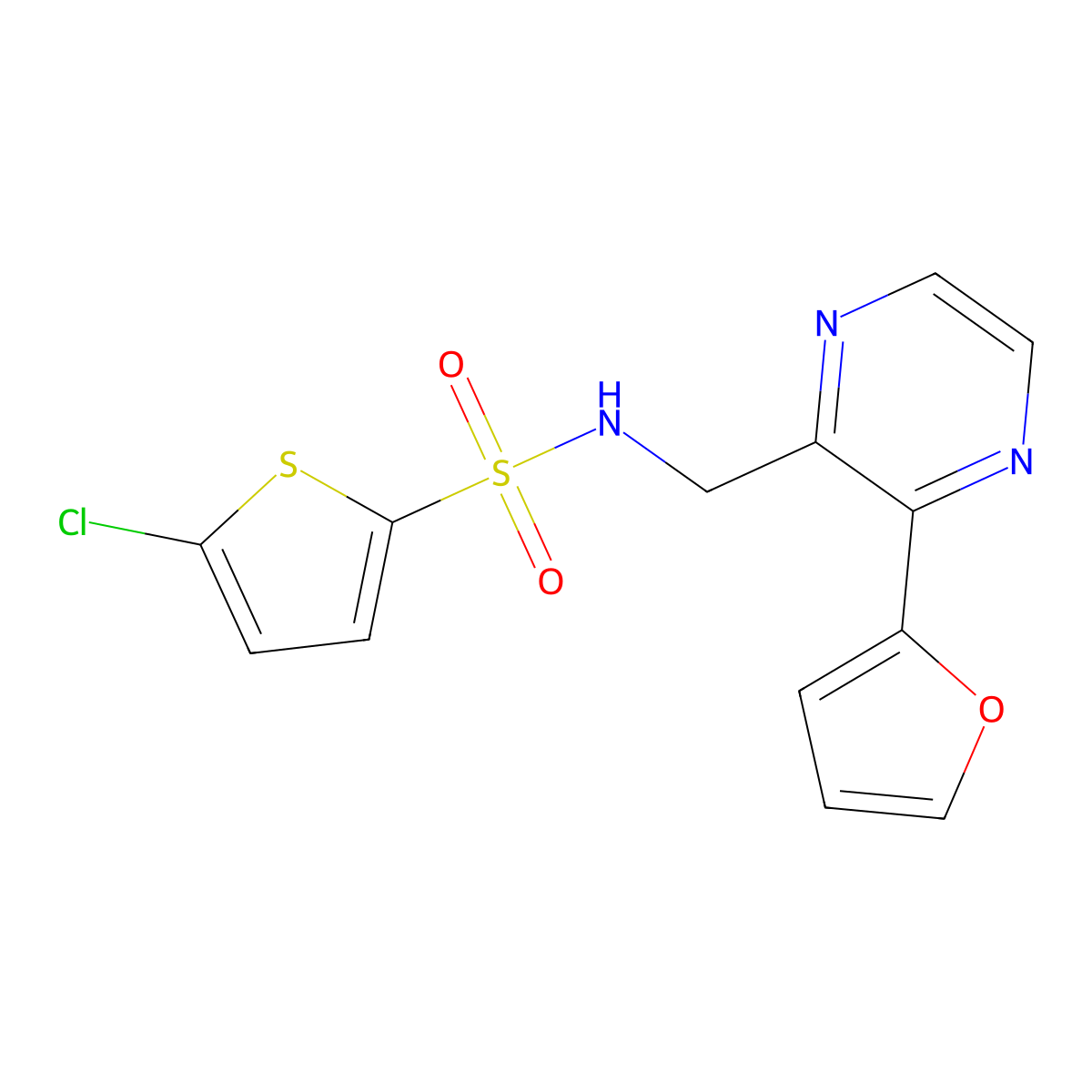 5-chloro-N-{[3-(furan-2-yl)pyrazin-2-yl]methyl}thiophene-2-sulfonamide molecular structure, CAS 2034363-36-3