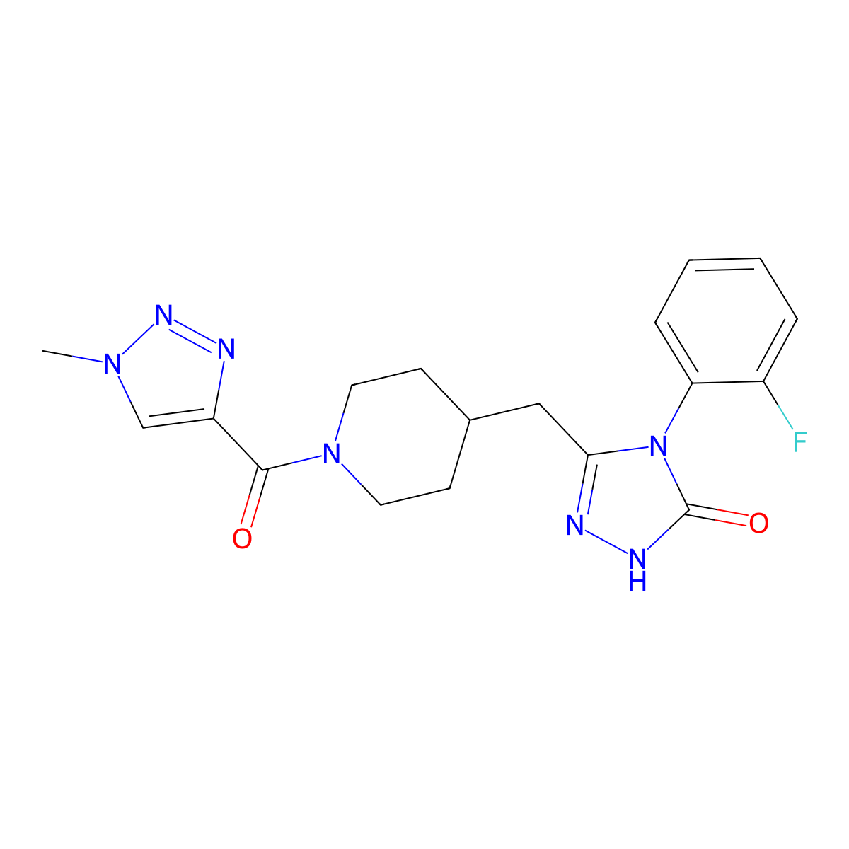 4-(2-fluorophenyl)-3-((1-(1-methyl-1H-1,2,3-triazole-4-carbonyl)piperidin-4-yl)methyl)-1H-1,2,4-triazol-5(4H)-one molecular structure, CAS 2034363-38-5