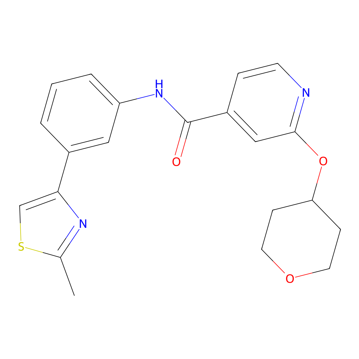 N-(3-(2-methylthiazol-4-yl)phenyl)-2-((tetrahydro-2H-pyran-4-yl)oxy)isonicotinamide molecular structure, CAS 2034363-41-0