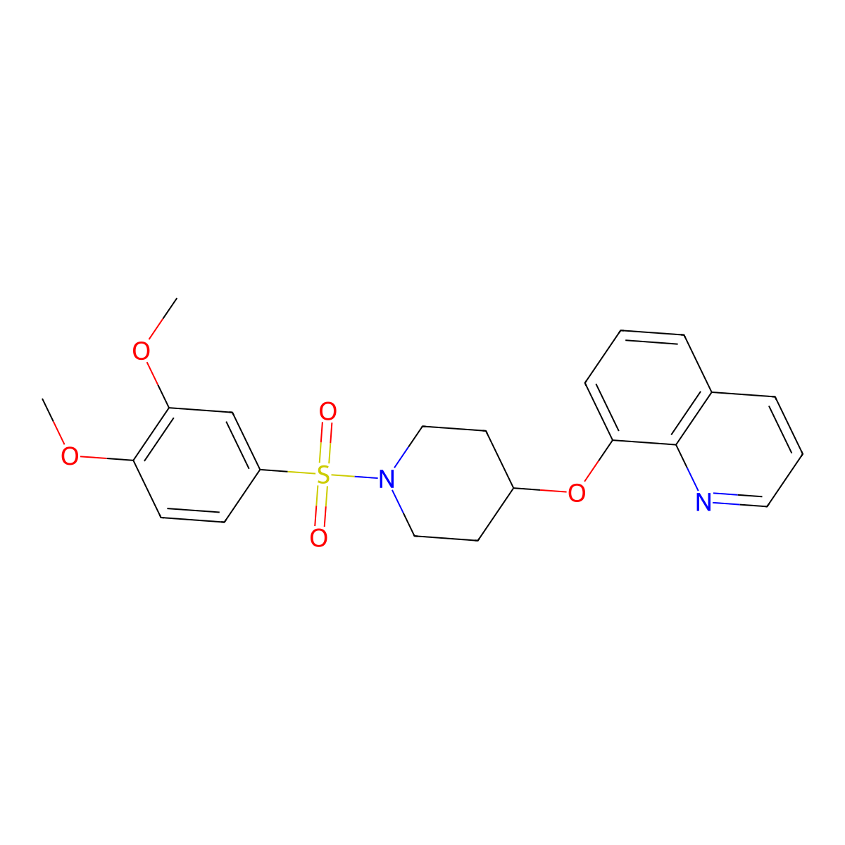 8-((1-((3,4-Dimethoxyphenyl)sulfonyl)piperidin-4-yl)oxy)quinoline molecular structure, CAS 2034363-49-8