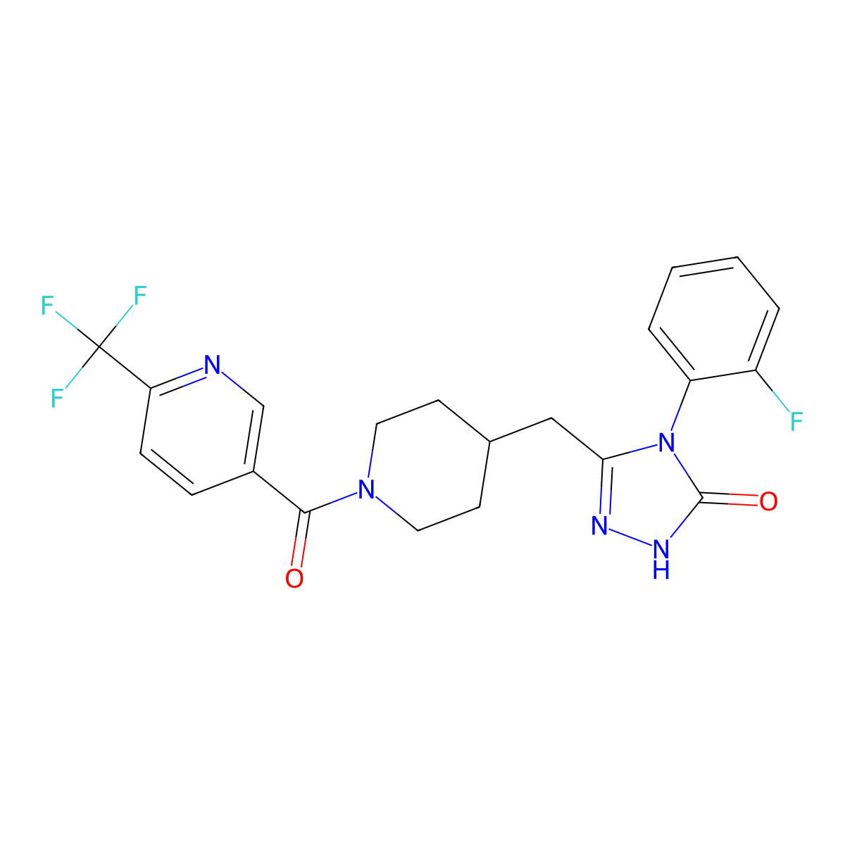 4-(2-fluorophenyl)-3-((1-(6-(trifluoromethyl)nicotinoyl)piperidin-4-yl)methyl)-1H-1,2,4-triazol-5(4H)-one molecular structure, CAS 2034363-52-3