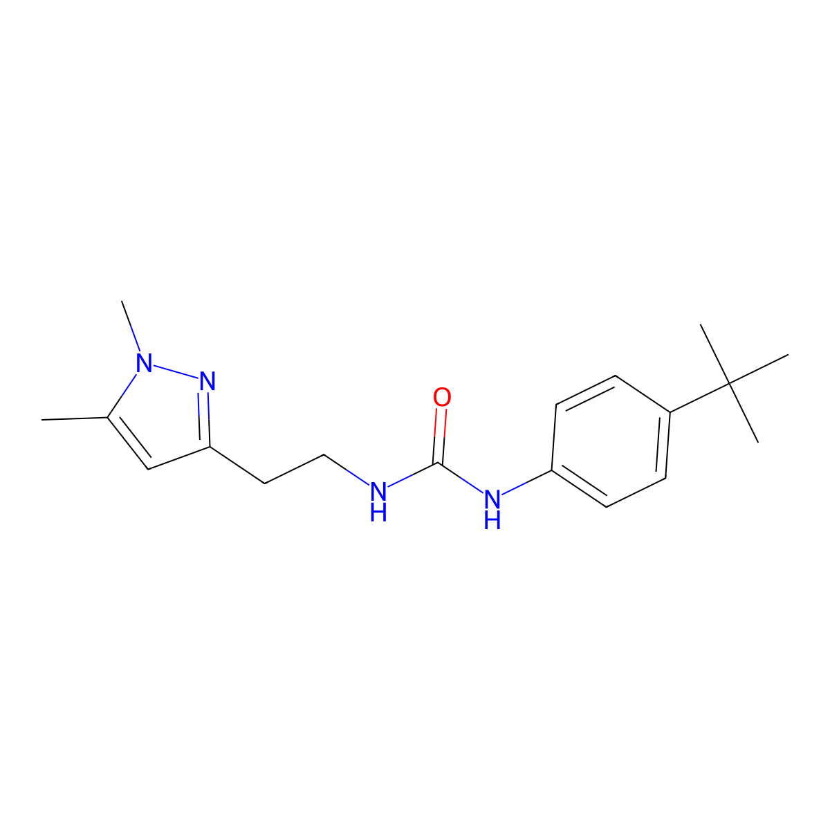 1-(4-(tert-butyl)phenyl)-3-(2-(1,5-dimethyl-1H-pyrazol-3-yl)ethyl)urea molecular structure, CAS 2034363-63-6