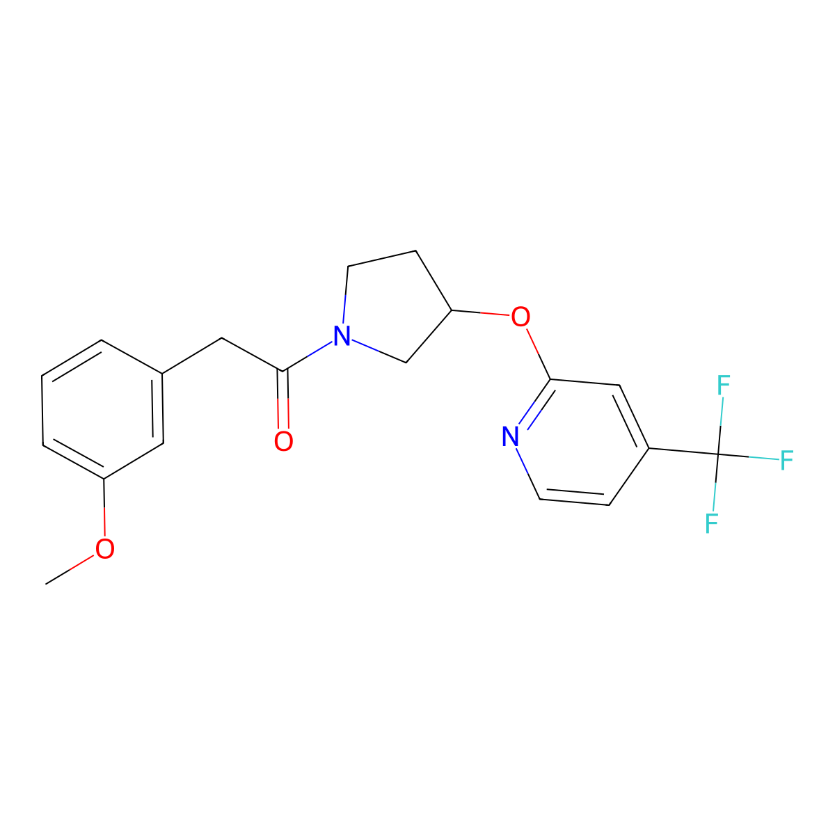 2-(3-Methoxyphenyl)-1-(3-((4-(trifluoromethyl)pyridin-2-yl)oxy)pyrrolidin-1-yl)ethanone molecular structure, CAS 2034363-65-8