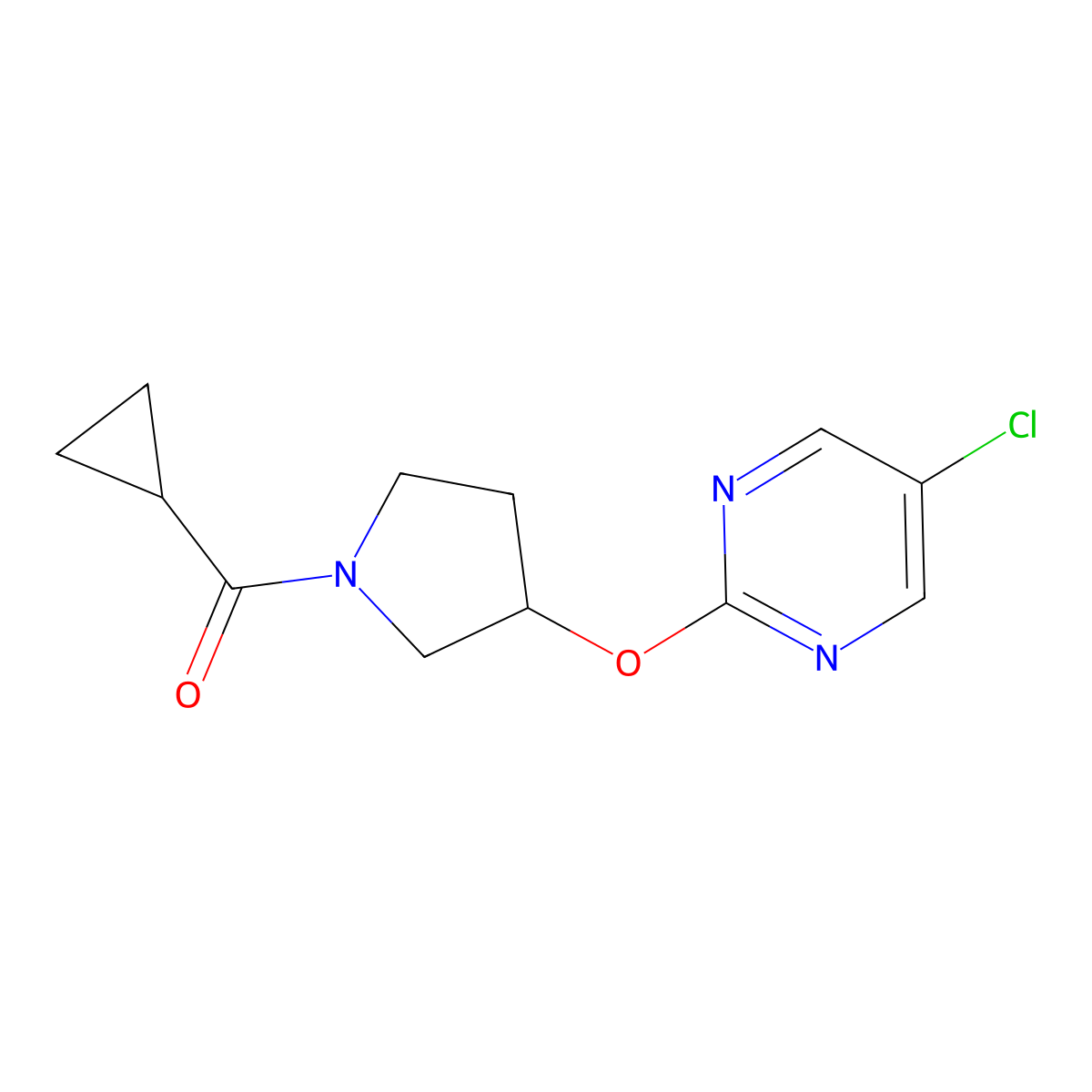 (3-((5-Chloropyrimidin-2-yl)oxy)pyrrolidin-1-yl)(cyclopropyl)methanone molecular structure, CAS 2034363-67-0