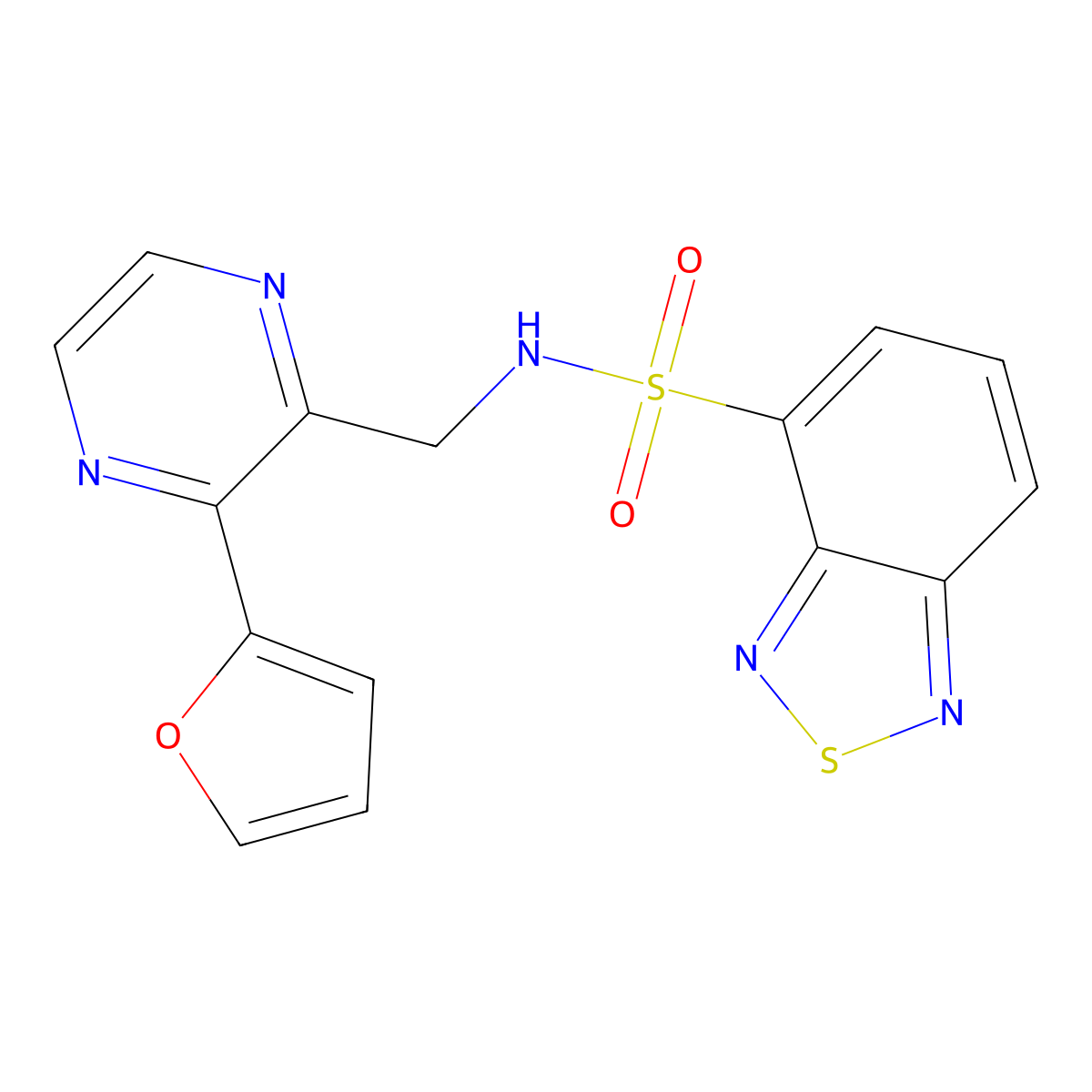 N-((3-(furan-2-yl)pyrazin-2-yl)methyl)benzo[c][1,2,5]thiadiazole-4-sulfonamide molecular structure, CAS 2034363-70-5