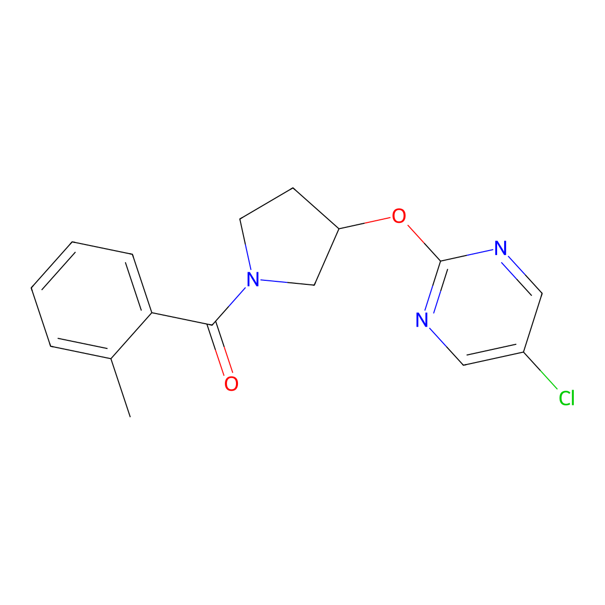 (3-((5-Chloropyrimidin-2-yl)oxy)pyrrolidin-1-yl)(o-tolyl)methanone molecular structure, CAS 2034363-73-8