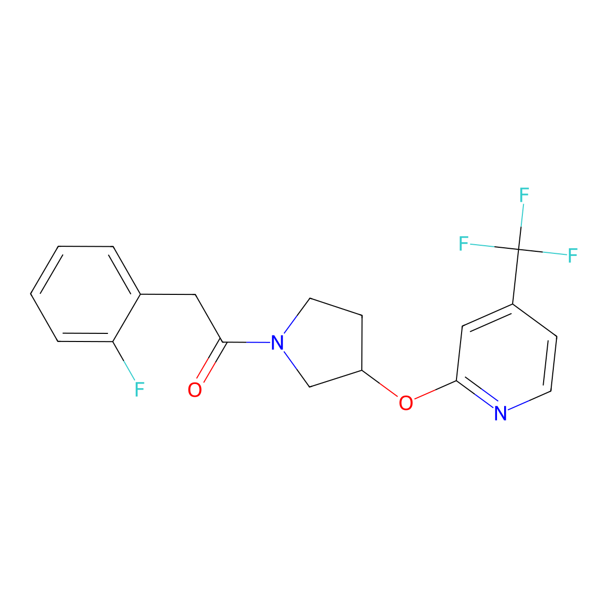 2-(2-Fluorophenyl)-1-(3-((4-(trifluoromethyl)pyridin-2-yl)oxy)pyrrolidin-1-yl)ethanone molecular structure, CAS 2034363-79-4