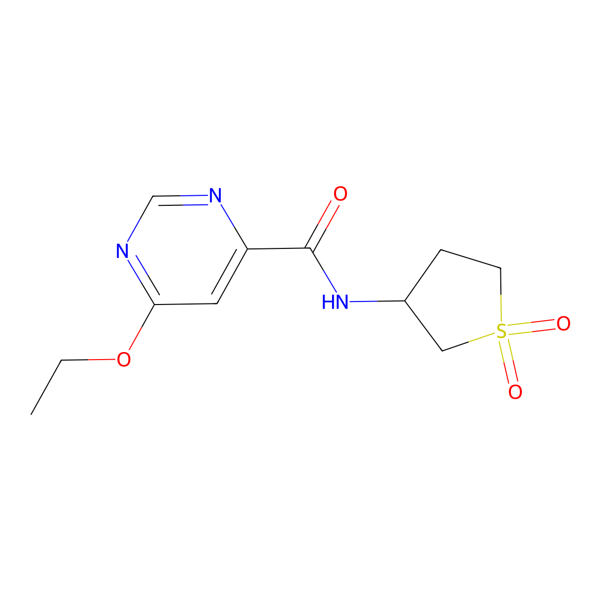 N-(1,1-dioxidotetrahydrothiophen-3-yl)-6-ethoxypyrimidine-4-carboxamide molecular structure, CAS 2034363-94-3