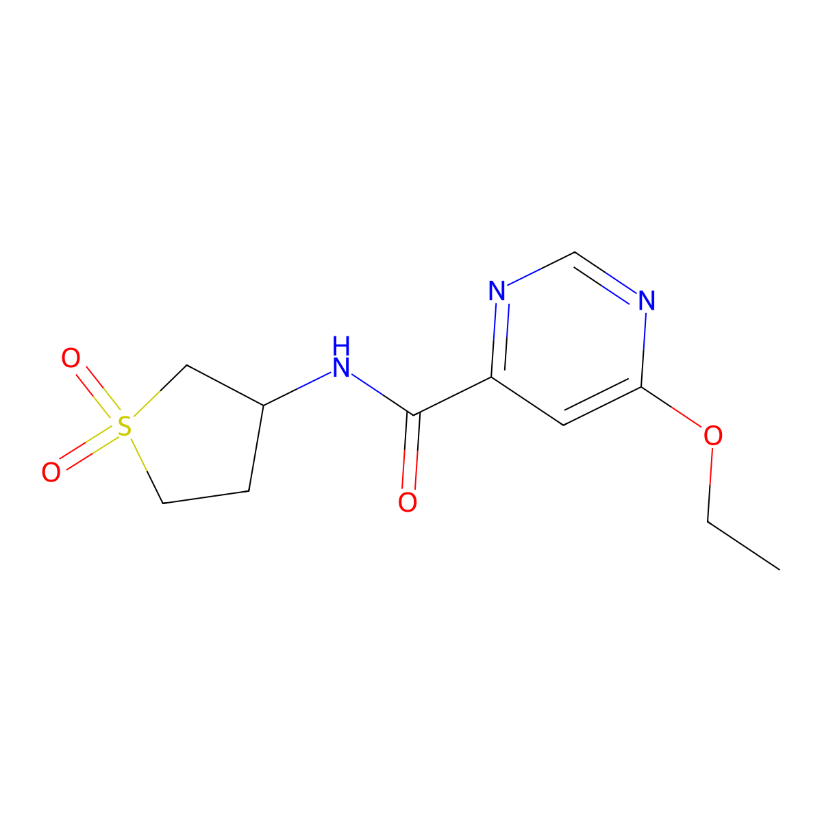 N-(1,1-dioxidotetrahydrothiophen-3-yl)-6-ethoxypyrimidine-4-carboxamide molecular structure, CAS 2034363-94-3