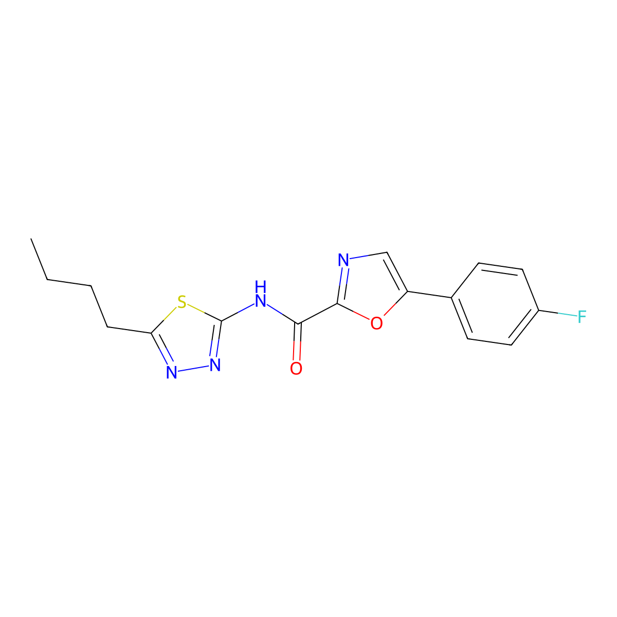 N-(5-butyl-1,3,4-thiadiazol-2-yl)-5-(4-fluorophenyl)oxazole-2-carboxamide molecular structure, CAS 2034363-95-4