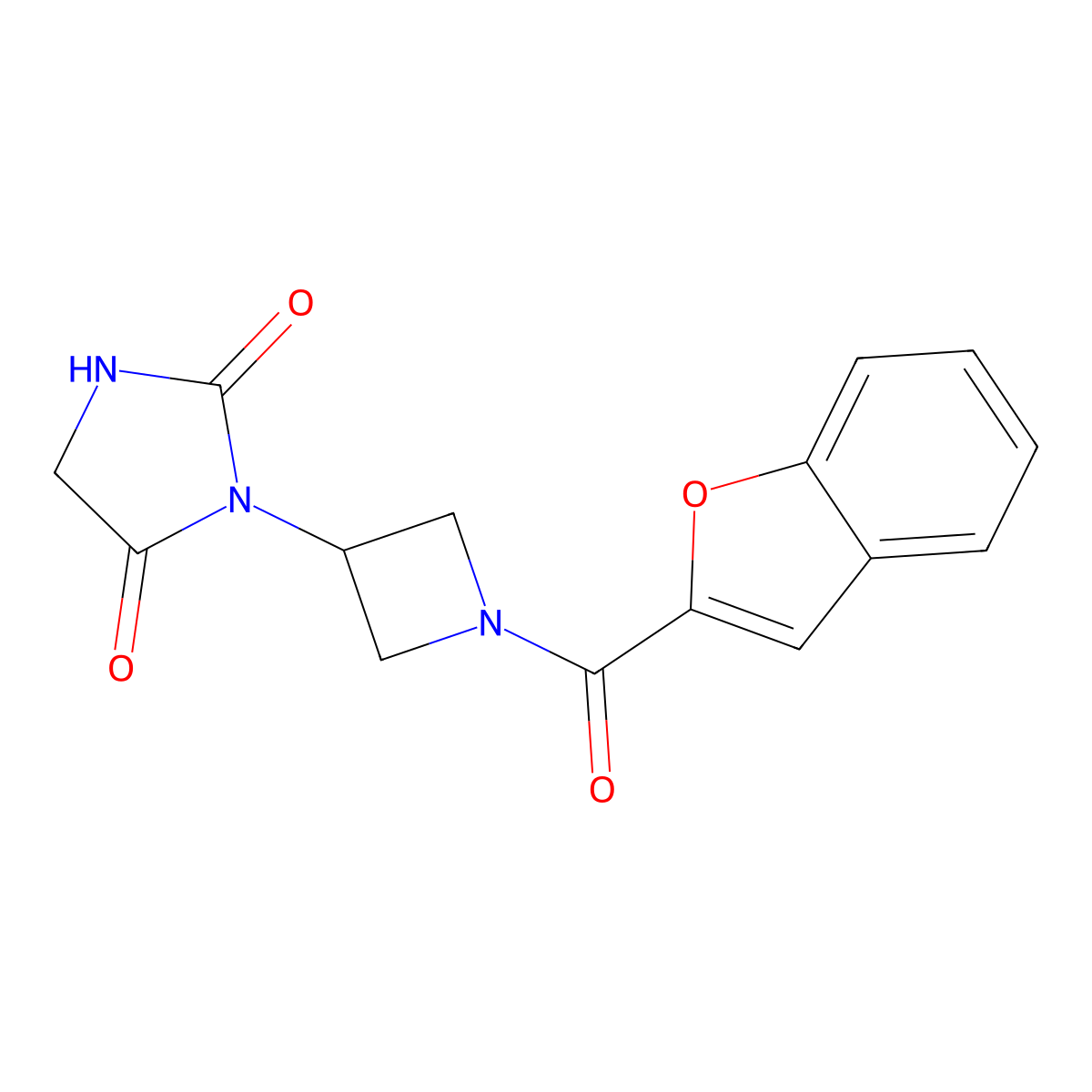 3-(1-(Benzofuran-2-carbonyl)azetidin-3-yl)imidazolidine-2,4-dione molecular structure, CAS 2034363-99-8