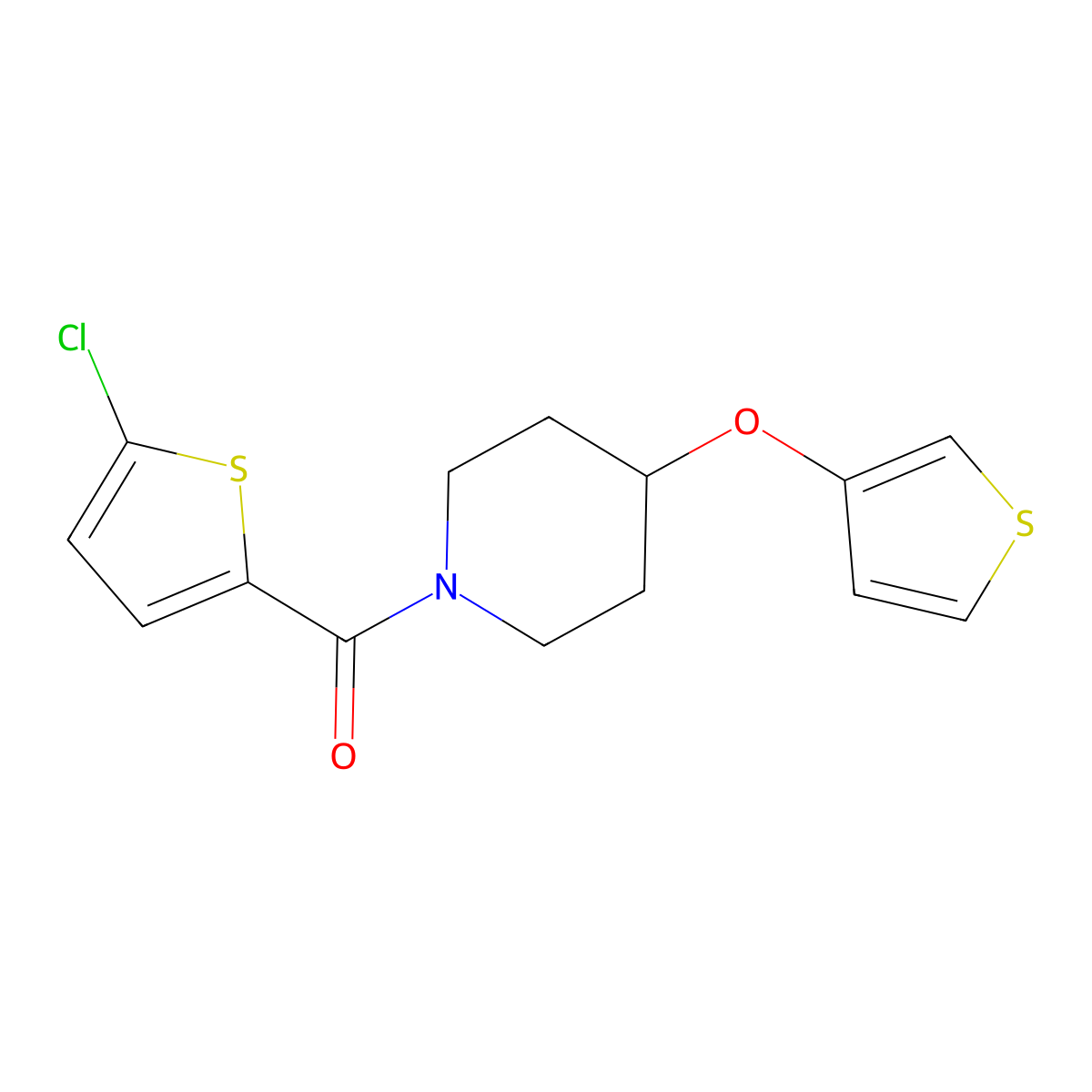 (5-Chlorothiophen-2-yl)(4-(thiophen-3-yloxy)piperidin-1-yl)methanone molecular structure, CAS 2034364-00-4