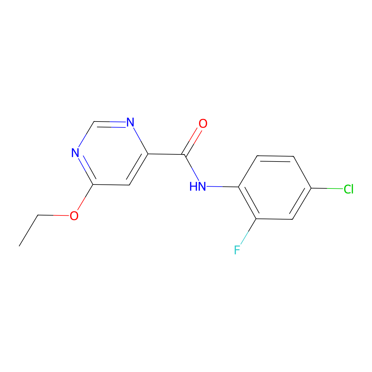 N-(4-chloro-2-fluorophenyl)-6-ethoxypyrimidine-4-carboxamide molecular structure, CAS 2034364-02-6
