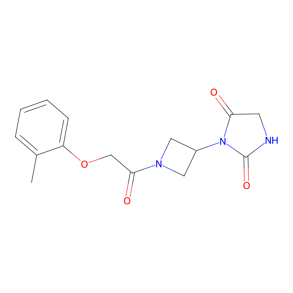 3-(1-(2-(o-Tolyloxy)acetyl)azetidin-3-yl)imidazolidine-2,4-dione molecular structure, CAS 2034364-04-8