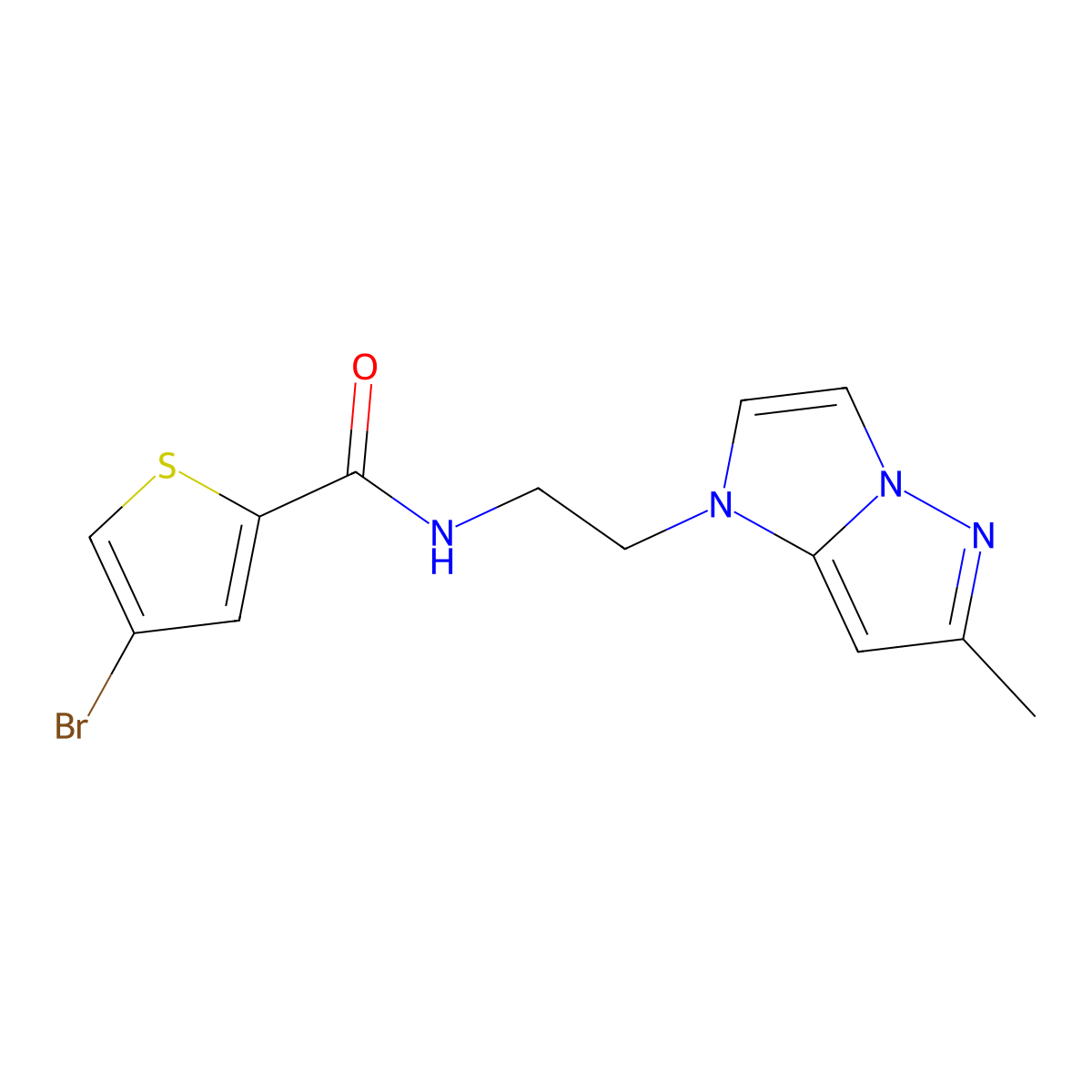 4-bromo-N-(2-(6-methyl-1H-imidazo[1,2-b]pyrazol-1-yl)ethyl)thiophene-2-carboxamide molecular structure, CAS 2034364-05-9