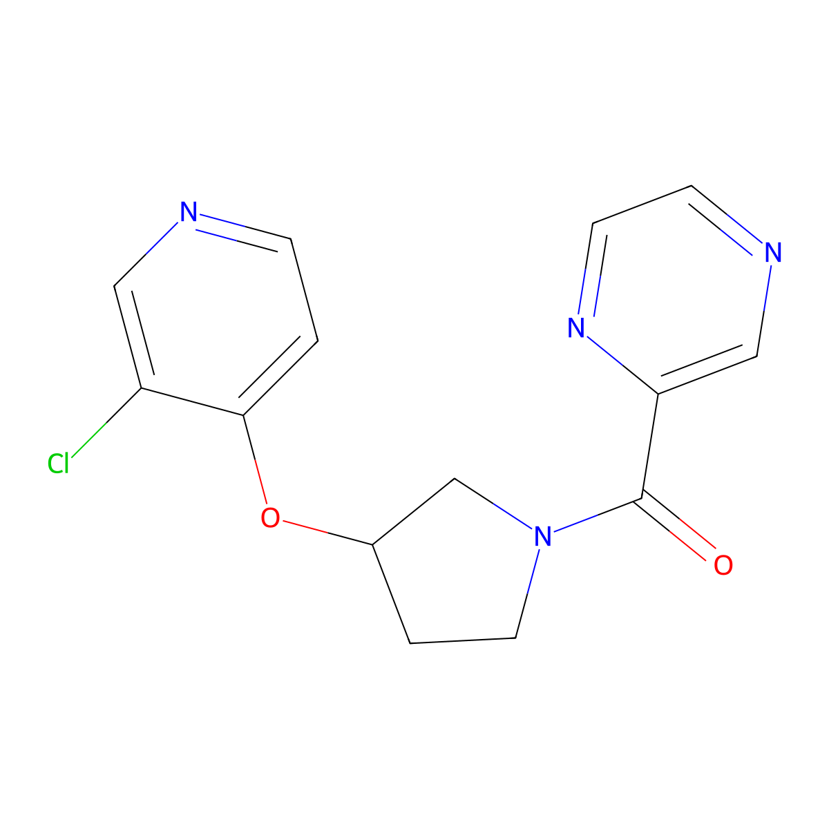 (3-((3-Chloropyridin-4-yl)oxy)pyrrolidin-1-yl)(pyrazin-2-yl)methanone molecular structure, CAS 2034364-08-2