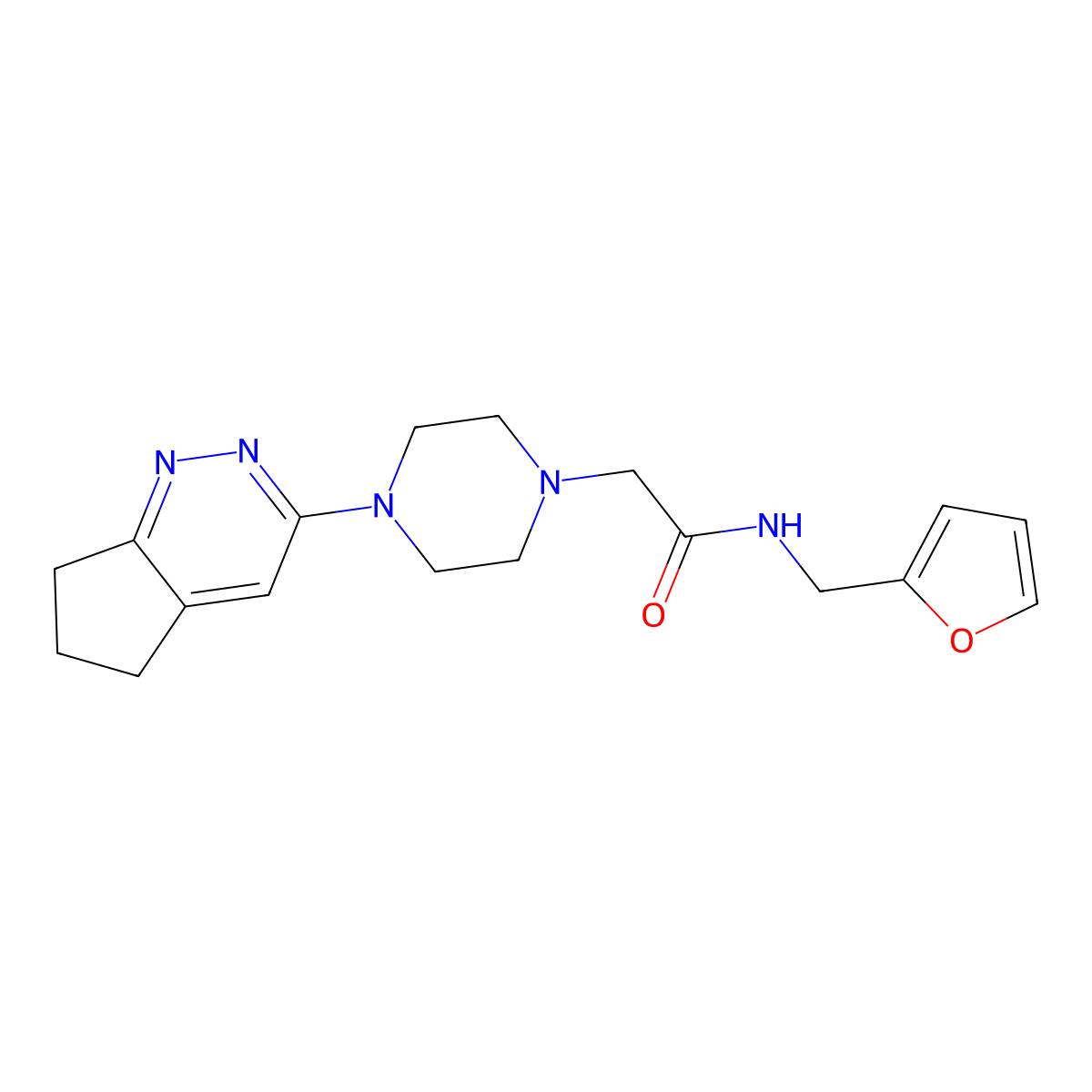 2-(4-(6,7-dihydro-5H-cyclopenta[c]pyridazin-3-yl)piperazin-1-yl)-N-(furan-2-ylmethyl)acetamide molecular structure, CAS 2034364-10-6