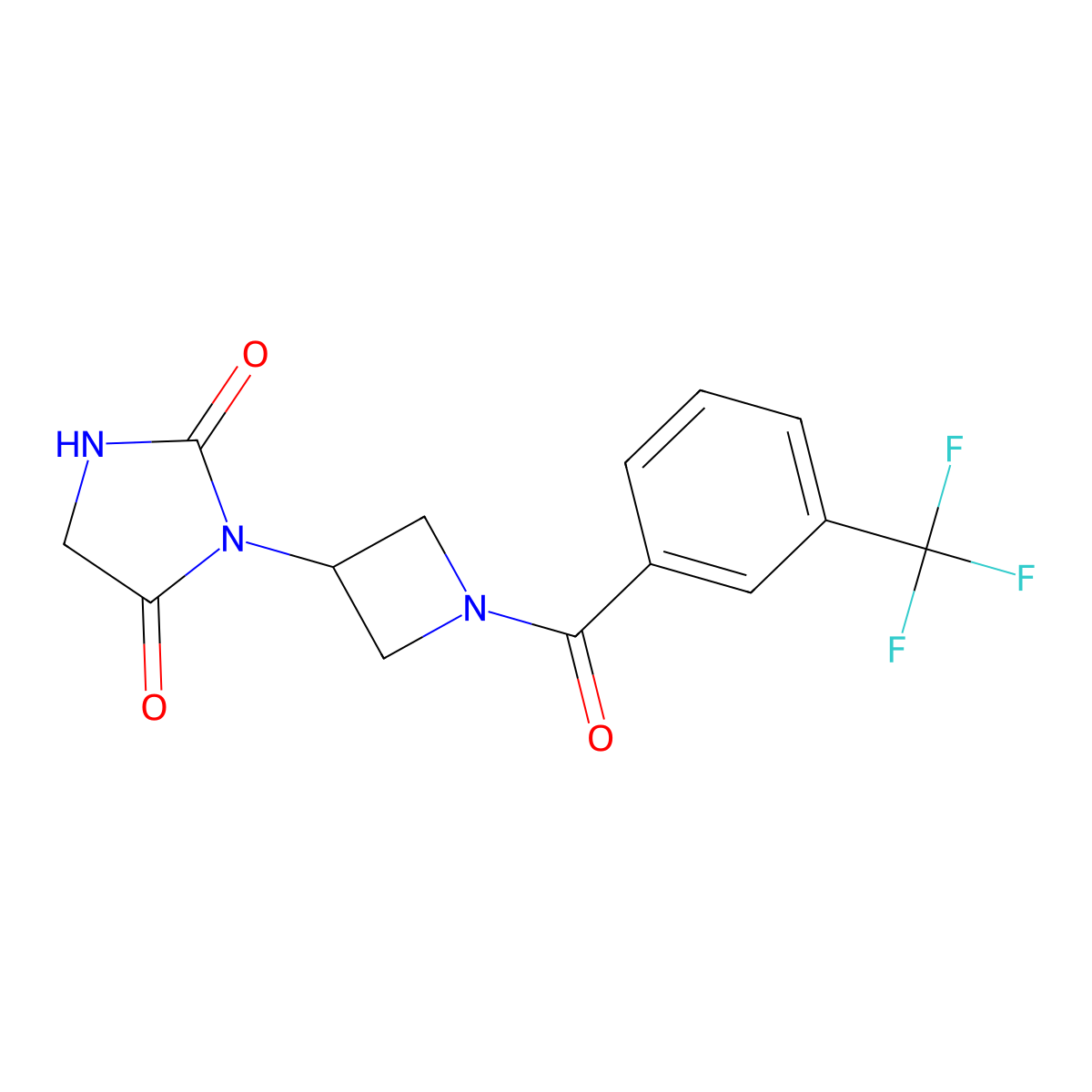 3-{1-[3-(Trifluoromethyl)benzoyl]azetidin-3-yl}imidazolidine-2,4-dione molecular structure, CAS 2034364-14-0