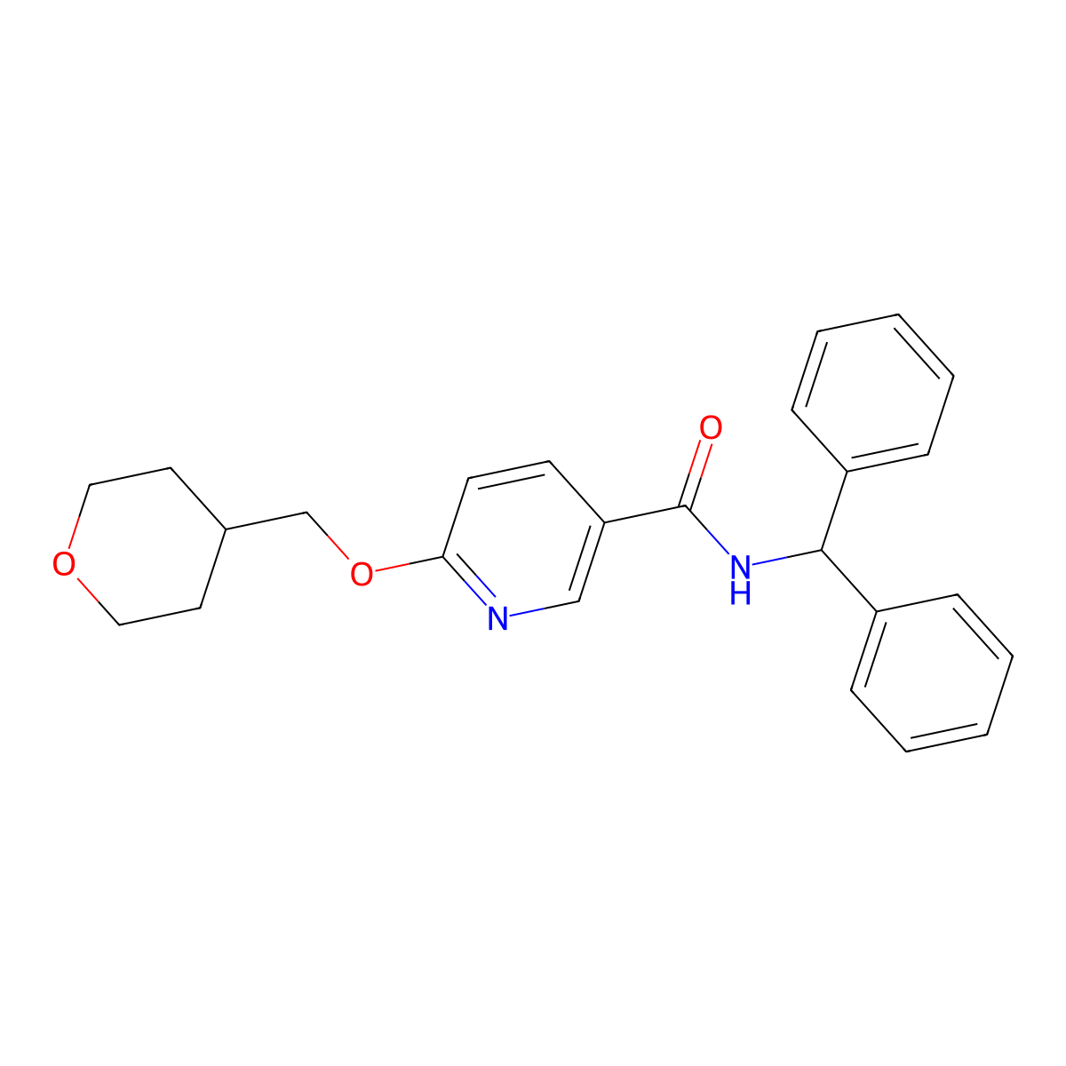 N-benzhydryl-6-((tetrahydro-2H-pyran-4-yl)methoxy)nicotinamide molecular structure, CAS 2034364-16-2
