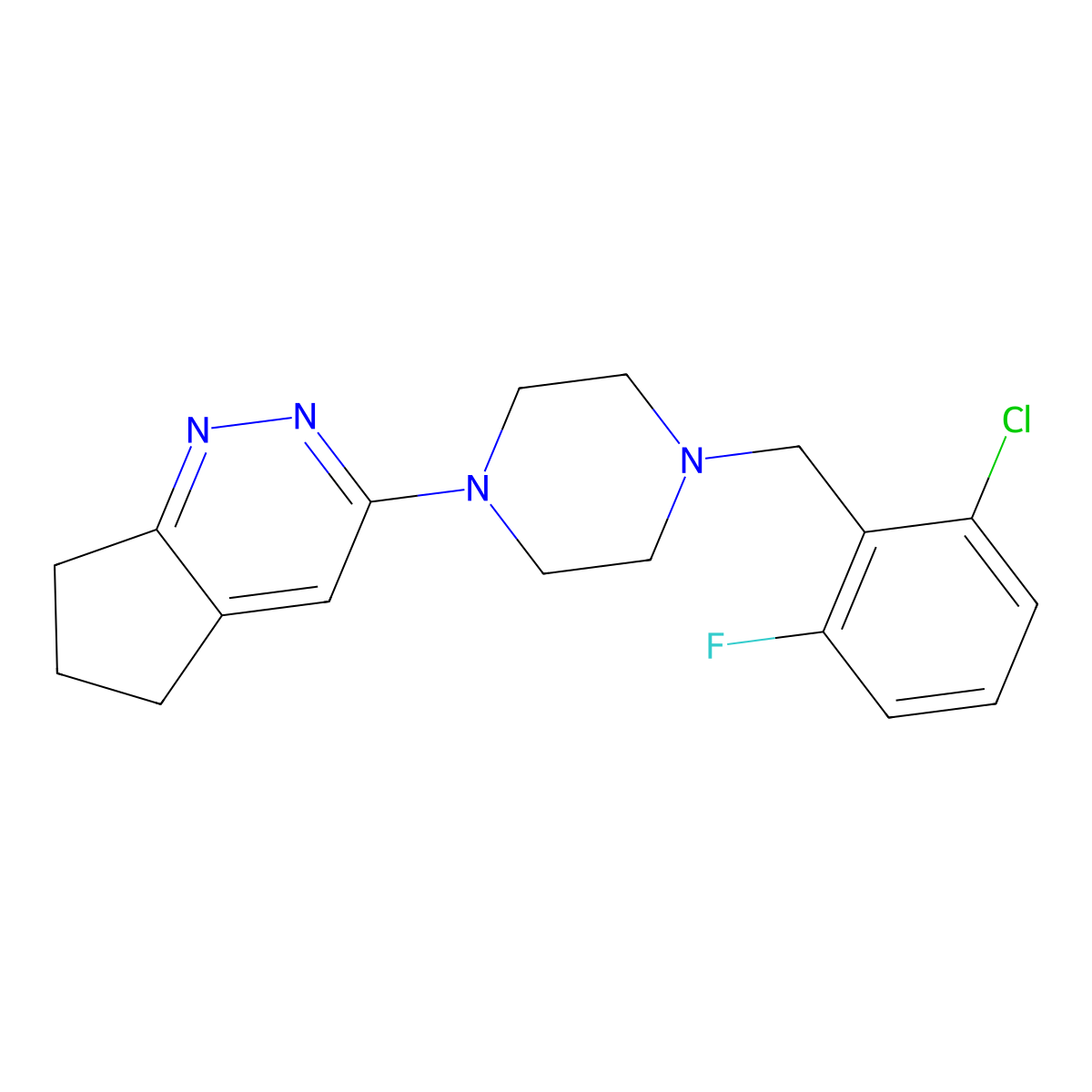 3-(4-(2-chloro-6-fluorobenzyl)piperazin-1-yl)-6,7-dihydro-5H-cyclopenta[c]pyridazine molecular structure, CAS 2034364-17-3