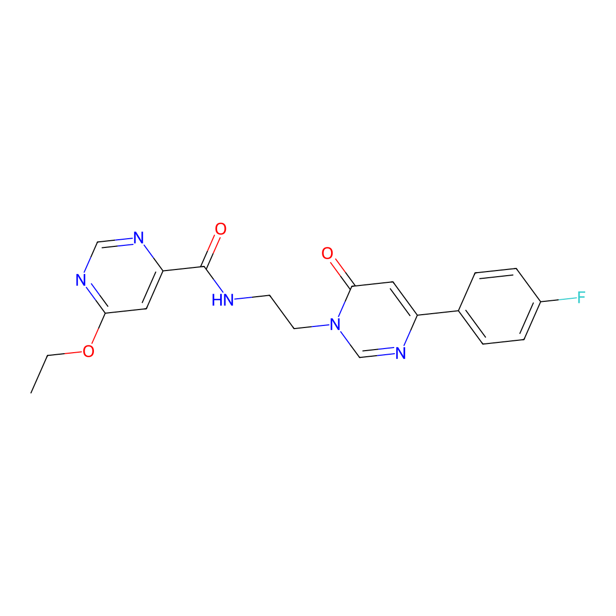 6-ethoxy-N-(2-(4-(4-fluorophenyl)-6-oxopyrimidin-1(6H)-yl)ethyl)pyrimidine-4-carboxamide molecular structure, CAS 2034364-19-5