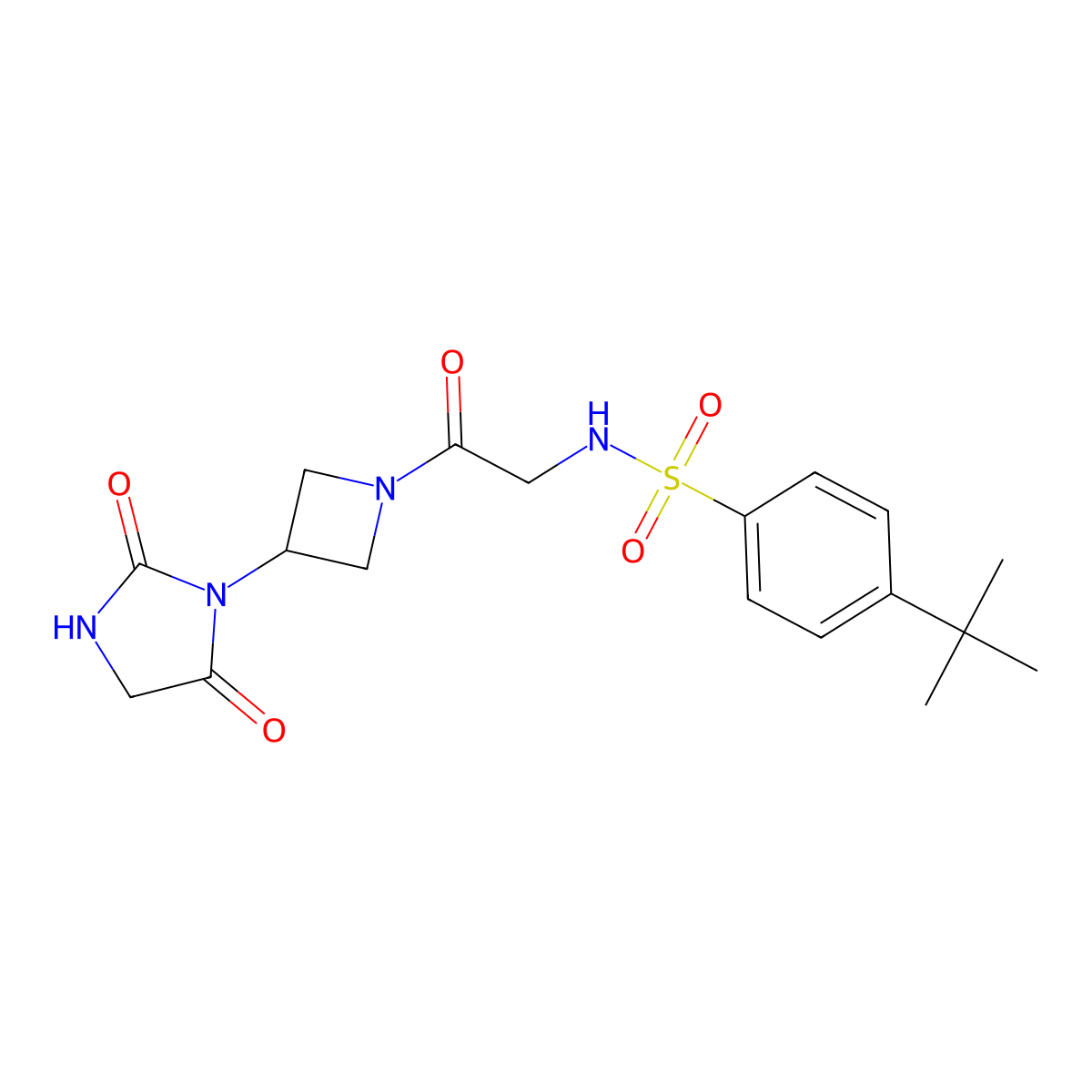 4-(tert-butyl)-N-(2-(3-(2,5-dioxoimidazolidin-1-yl)azetidin-1-yl)-2-oxoethyl)benzenesulfonamide molecular structure, CAS 2034364-20-8