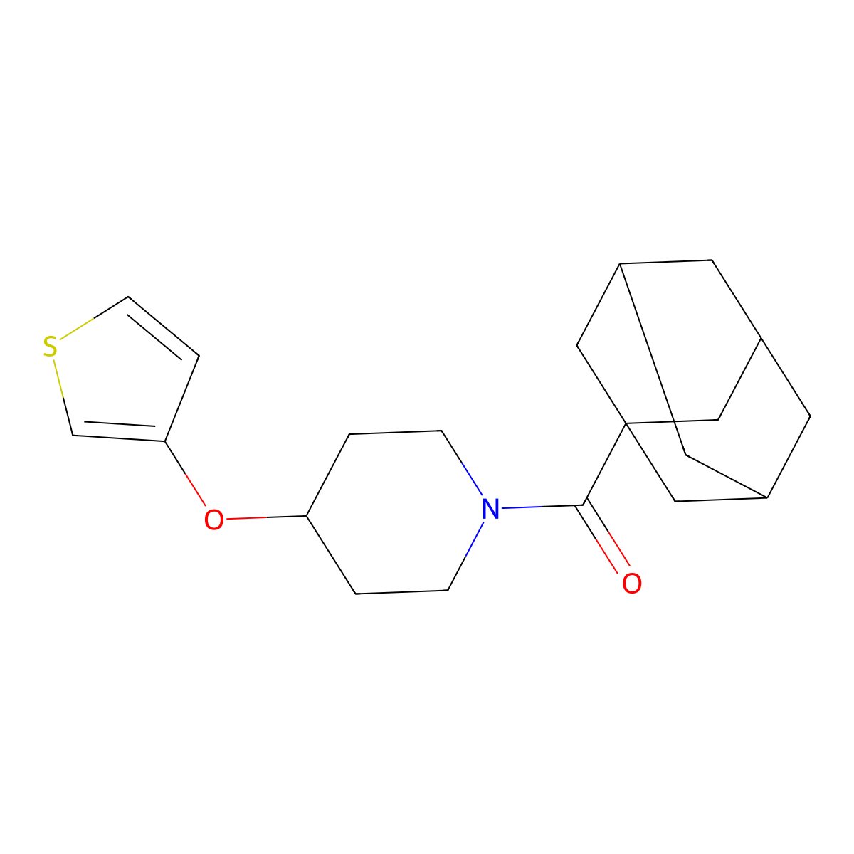 1-(Adamantane-1-carbonyl)-4-(thiophen-3-yloxy)piperidine molecular structure, CAS 2034364-22-0