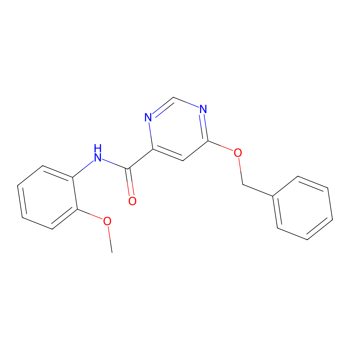 6-(benzyloxy)-N-(2-methoxyphenyl)pyrimidine-4-carboxamide molecular structure, CAS 2034364-24-2