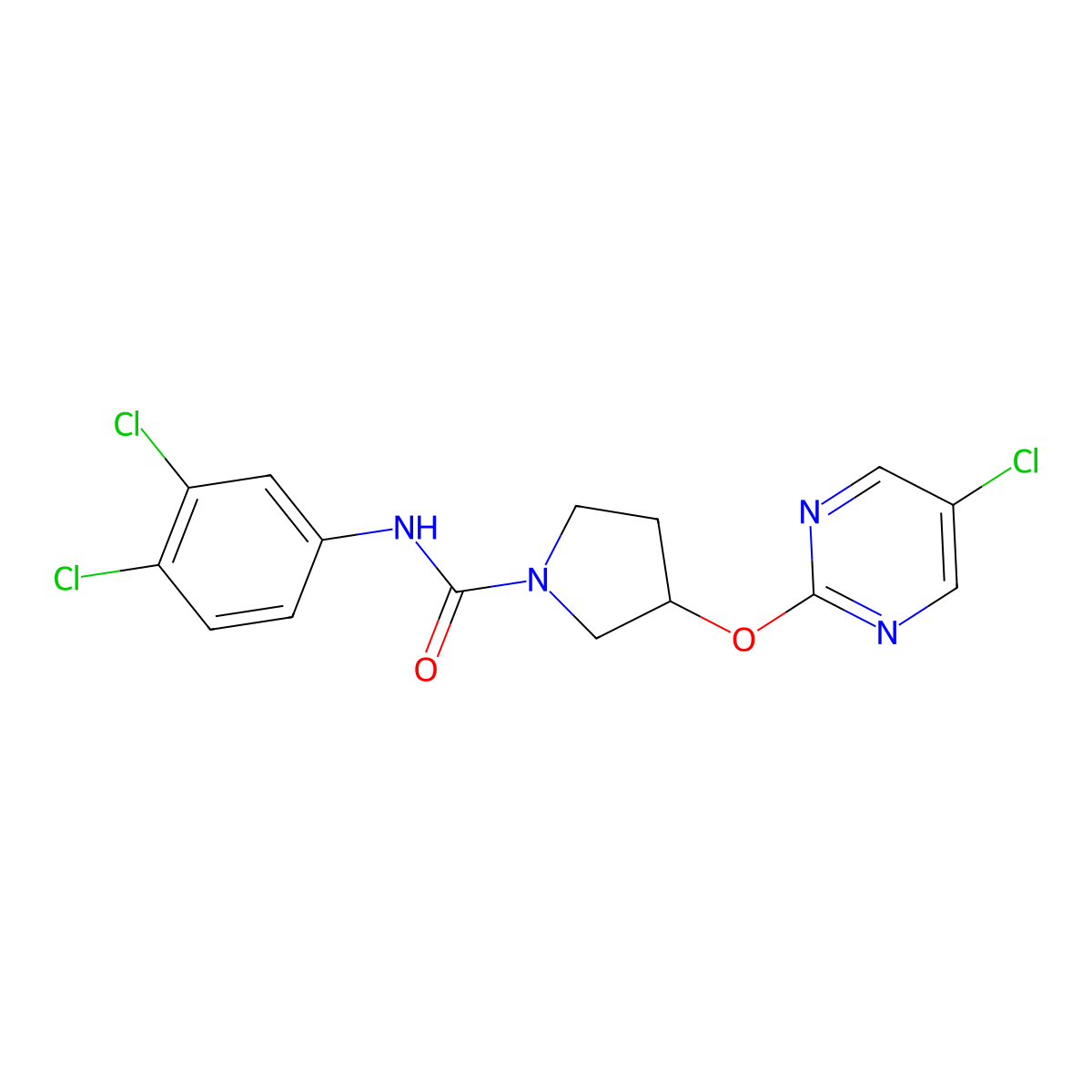 3-[(5-chloropyrimidin-2-yl)oxy]-N-(3,4-dichlorophenyl)pyrrolidine-1-carboxamide molecular structure, CAS 2034364-26-4