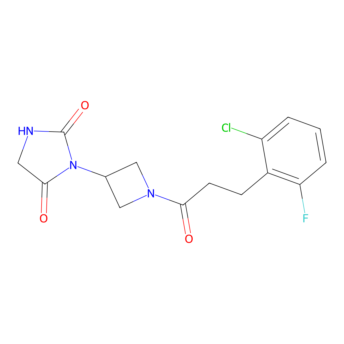 3-{1-[3-(2-Chloro-6-fluorophenyl)propanoyl]azetidin-3-yl}imidazolidine-2,4-dione molecular structure, CAS 2034364-34-4