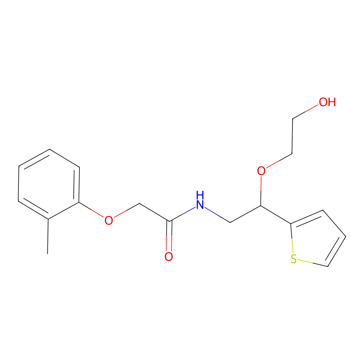 N-(2-(2-hydroxyethoxy)-2-(thiophen-2-yl)ethyl)-2-(o-tolyloxy)acetamide molecular structure, CAS 2034364-36-6
