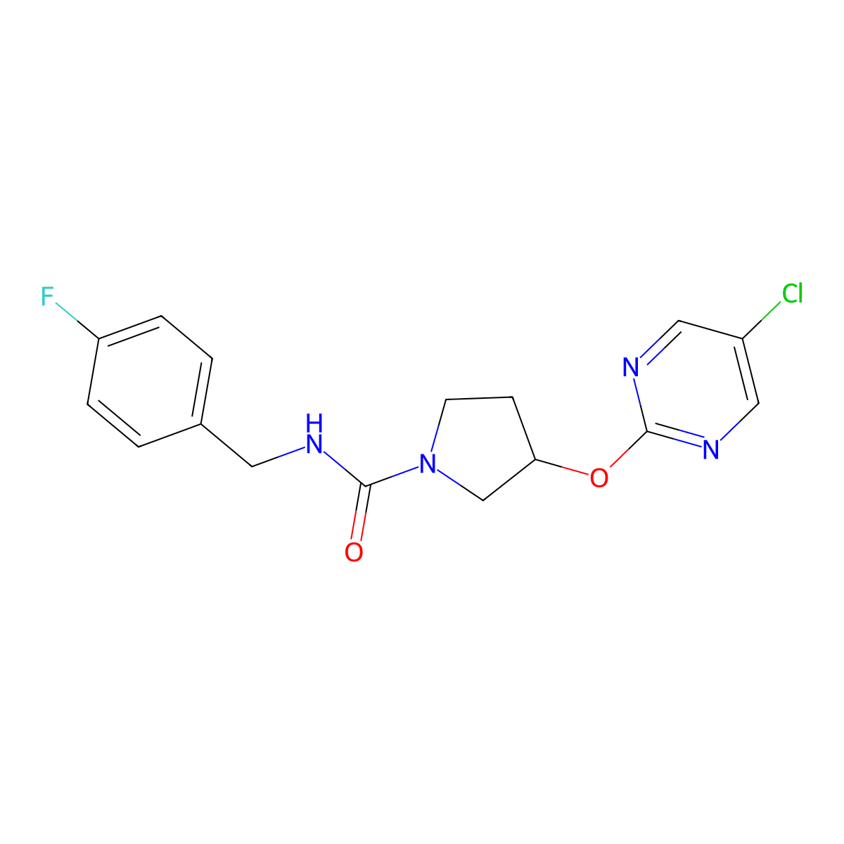 3-((5-chloropyrimidin-2-yl)oxy)-N-(4-fluorobenzyl)pyrrolidine-1-carboxamide molecular structure, CAS 2034364-39-9