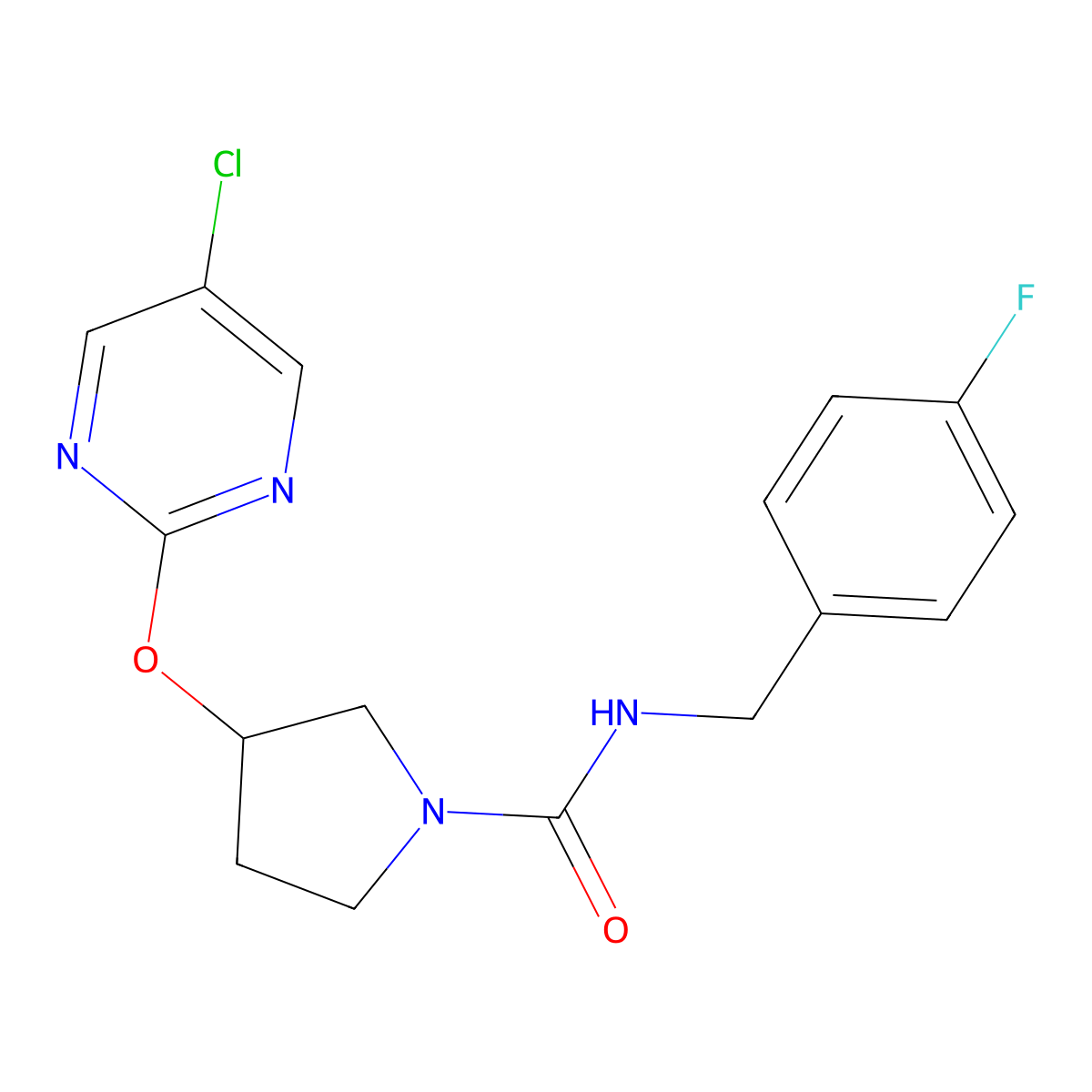 3-((5-chloropyrimidin-2-yl)oxy)-N-(4-fluorobenzyl)pyrrolidine-1-carboxamide molecular structure, CAS 2034364-39-9